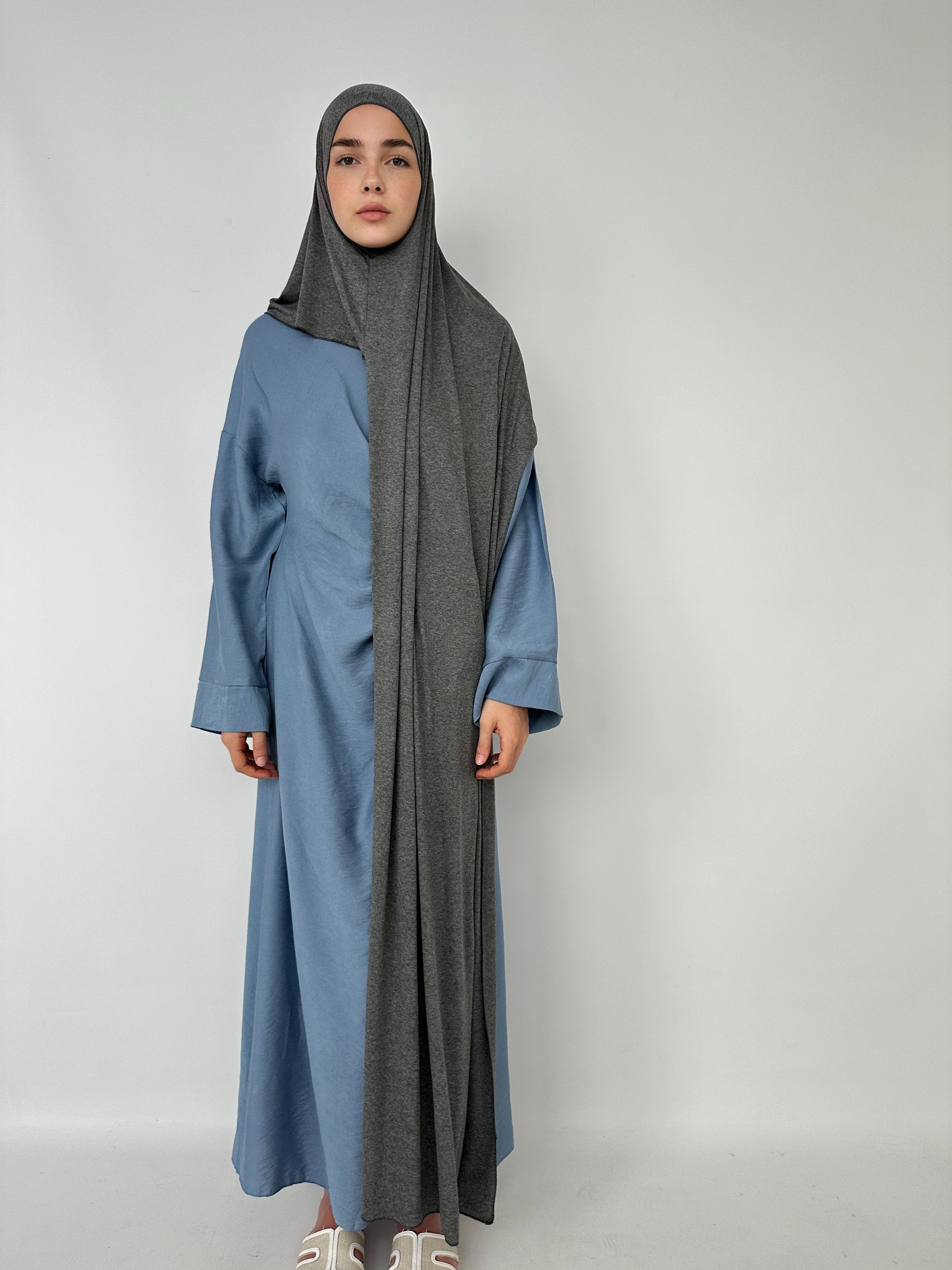 HIJAB JERSEY À ENFILER GRIS FONCÉ
