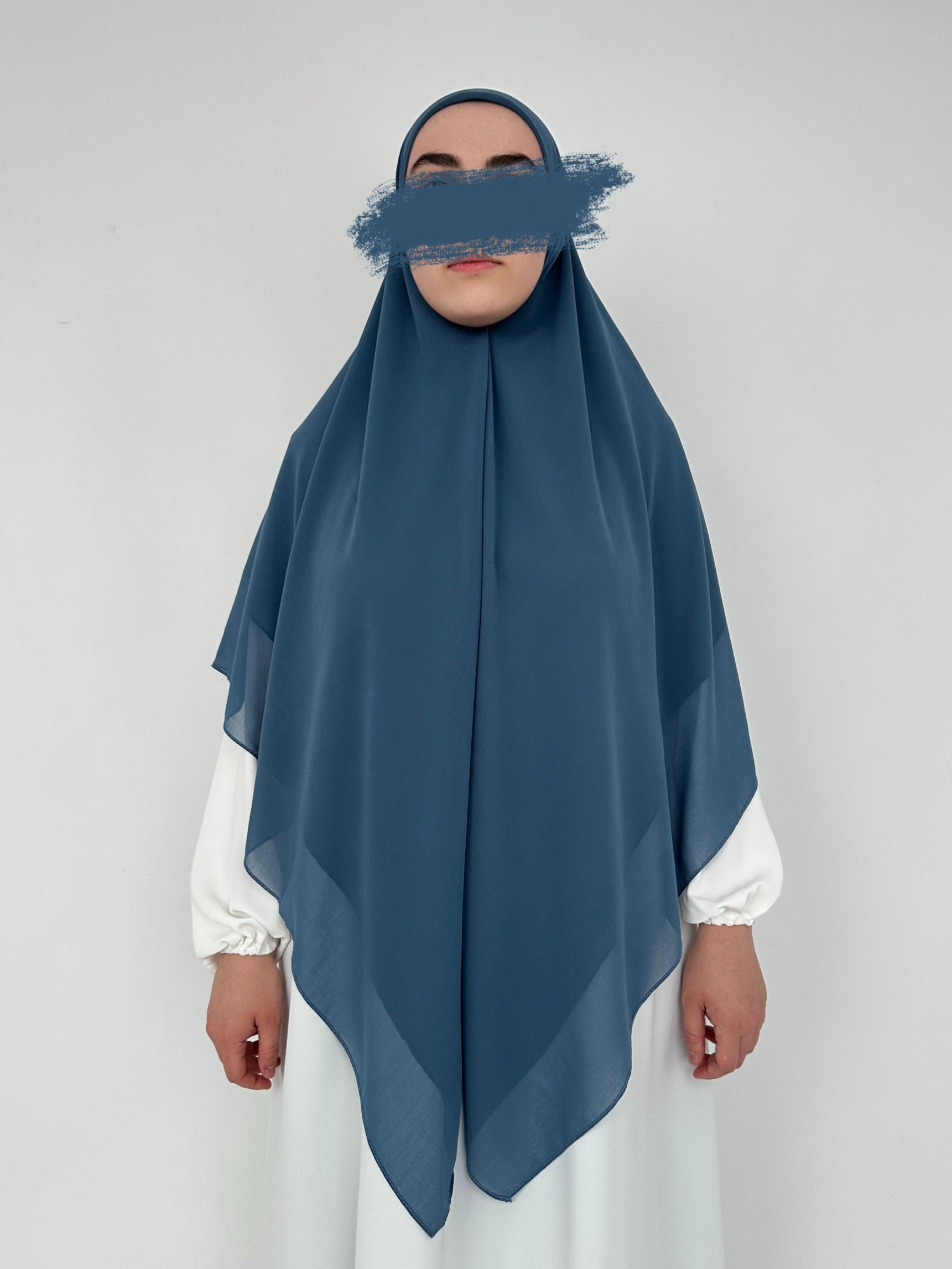 HIJAB CARRÉ XL EN MOUSSELINE BLEU