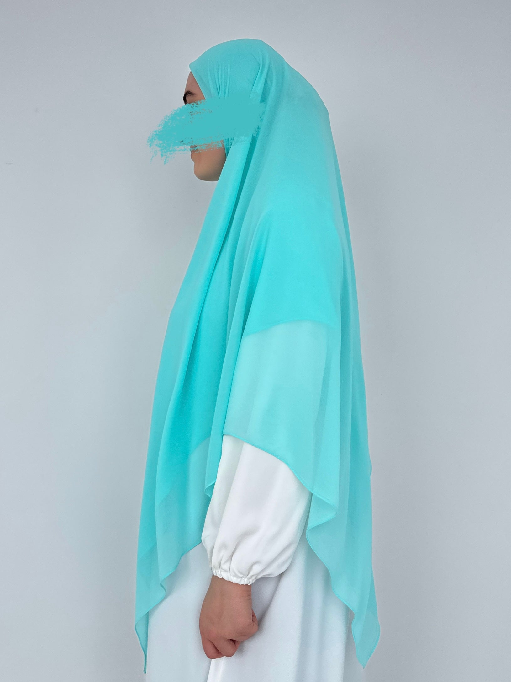 HIJAB CARRÉ XL EN MOUSSELINE AZUR