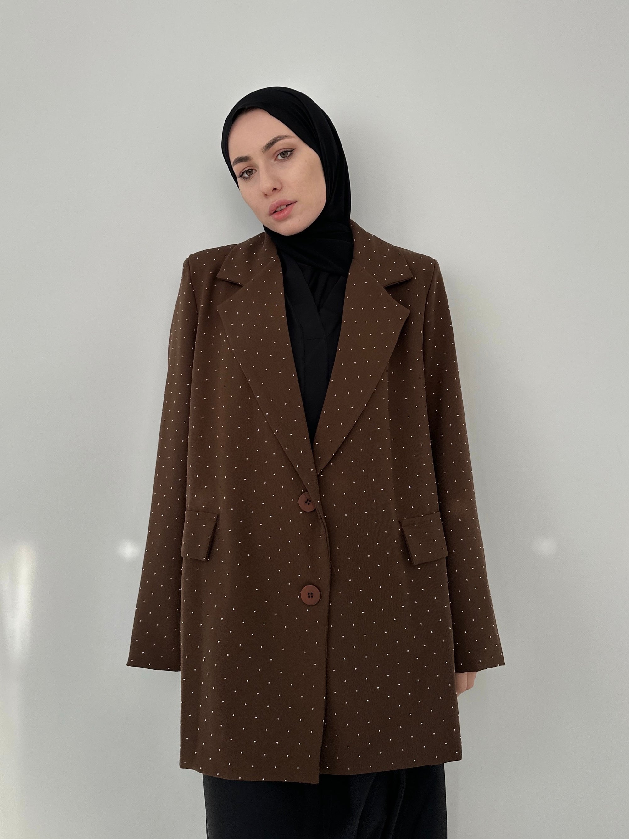 BLAZER AVEC STRASS CHOCOLAT