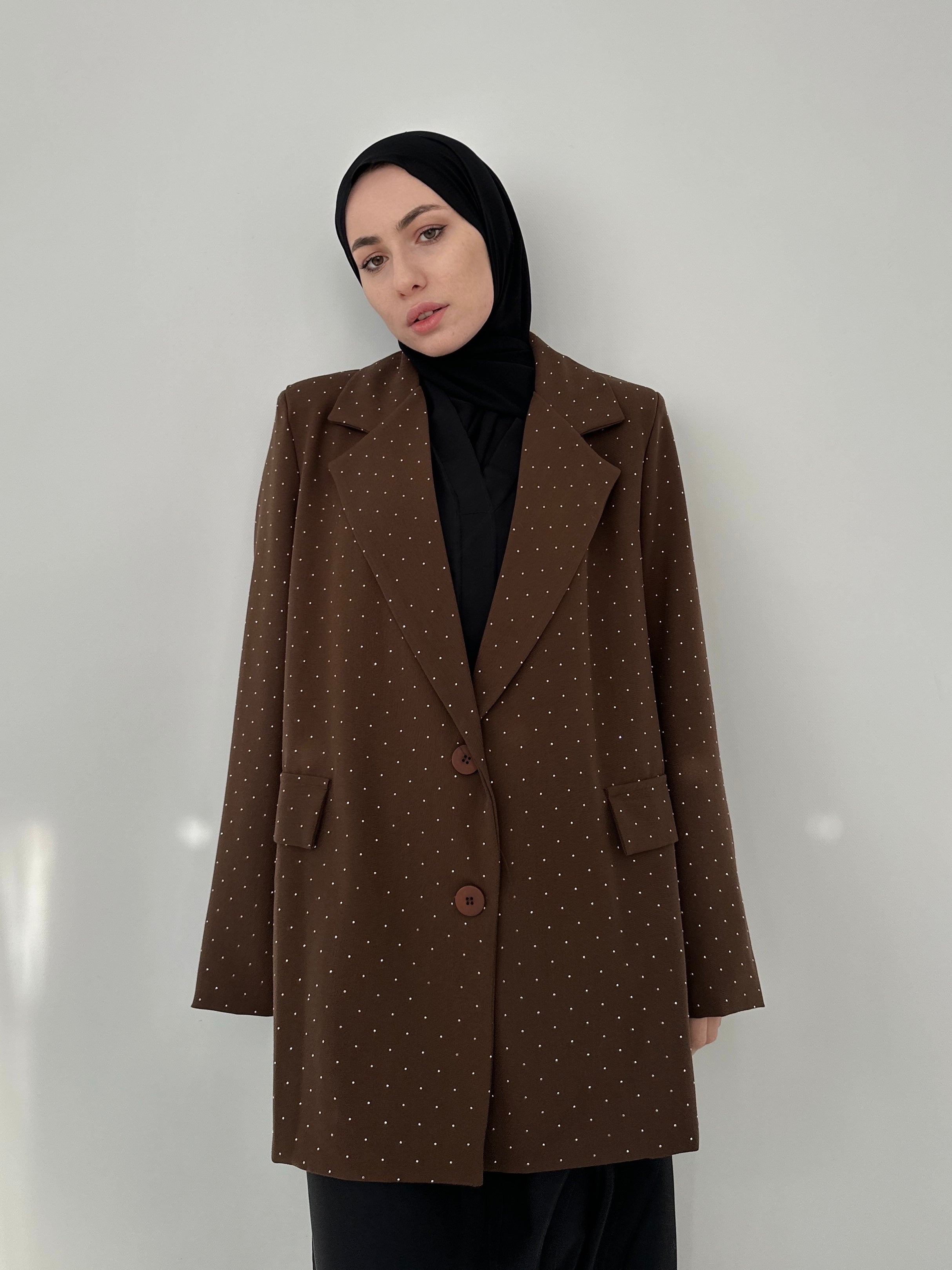 BLAZER AVEC STRASS CHOCOLAT