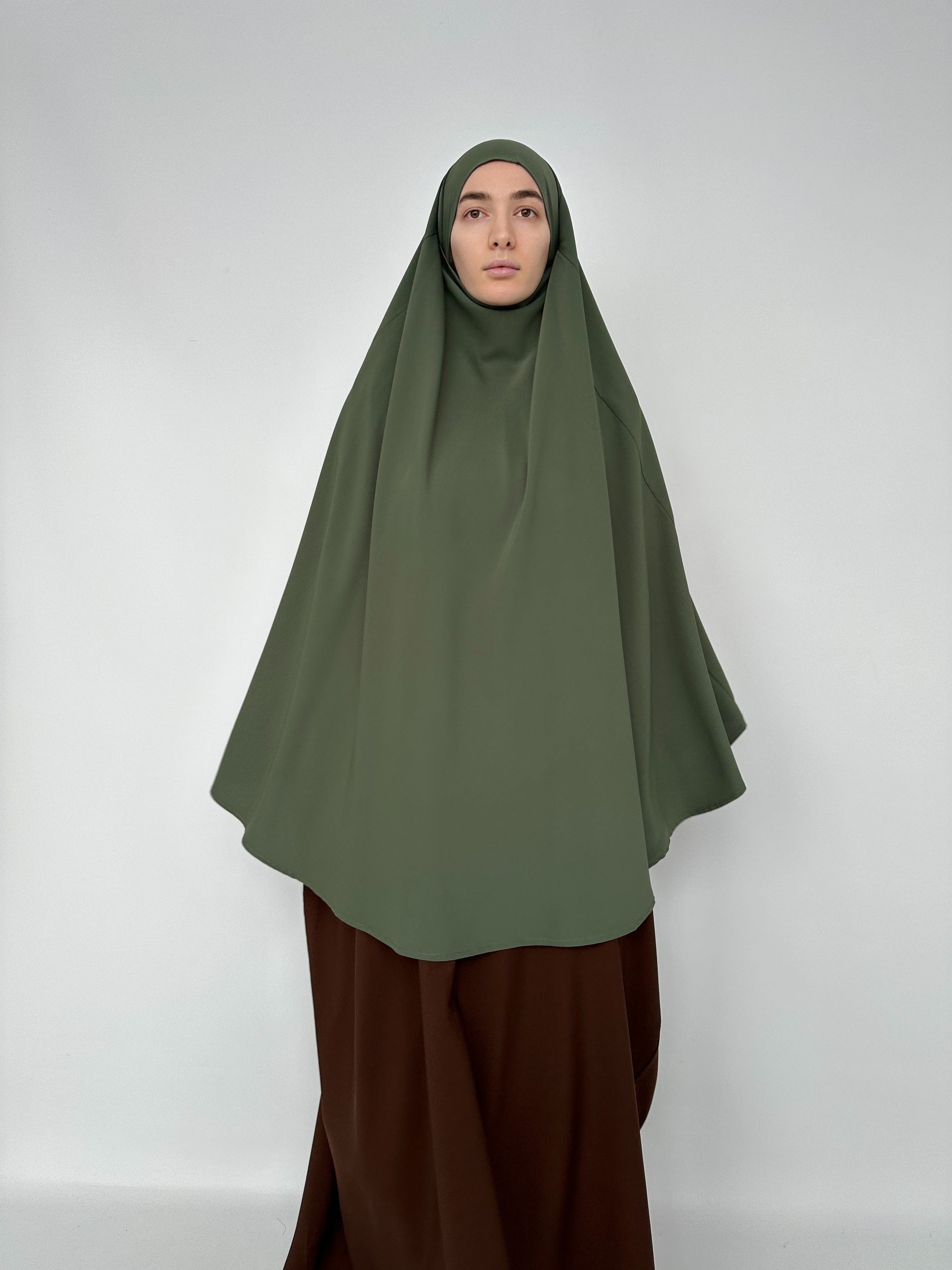 KHIMAR ARRONDI SOIE DE MÉDINE KAKI