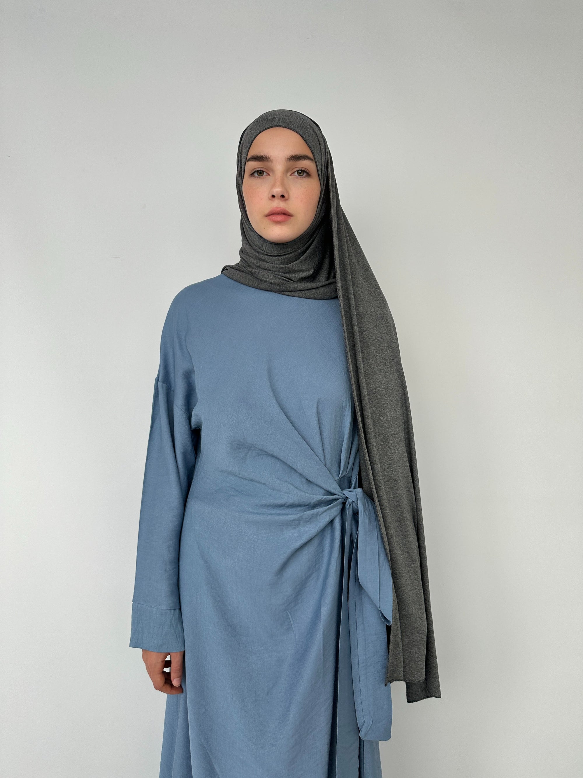 HIJAB JERSEY À ENFILER GRIS FONCÉ
