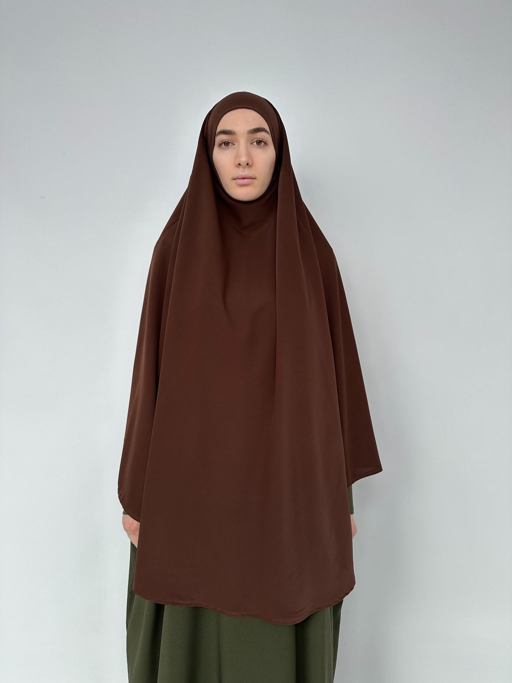 KHIMAR ARRONDI SOIE DE MÈDINE CHOCOLAT