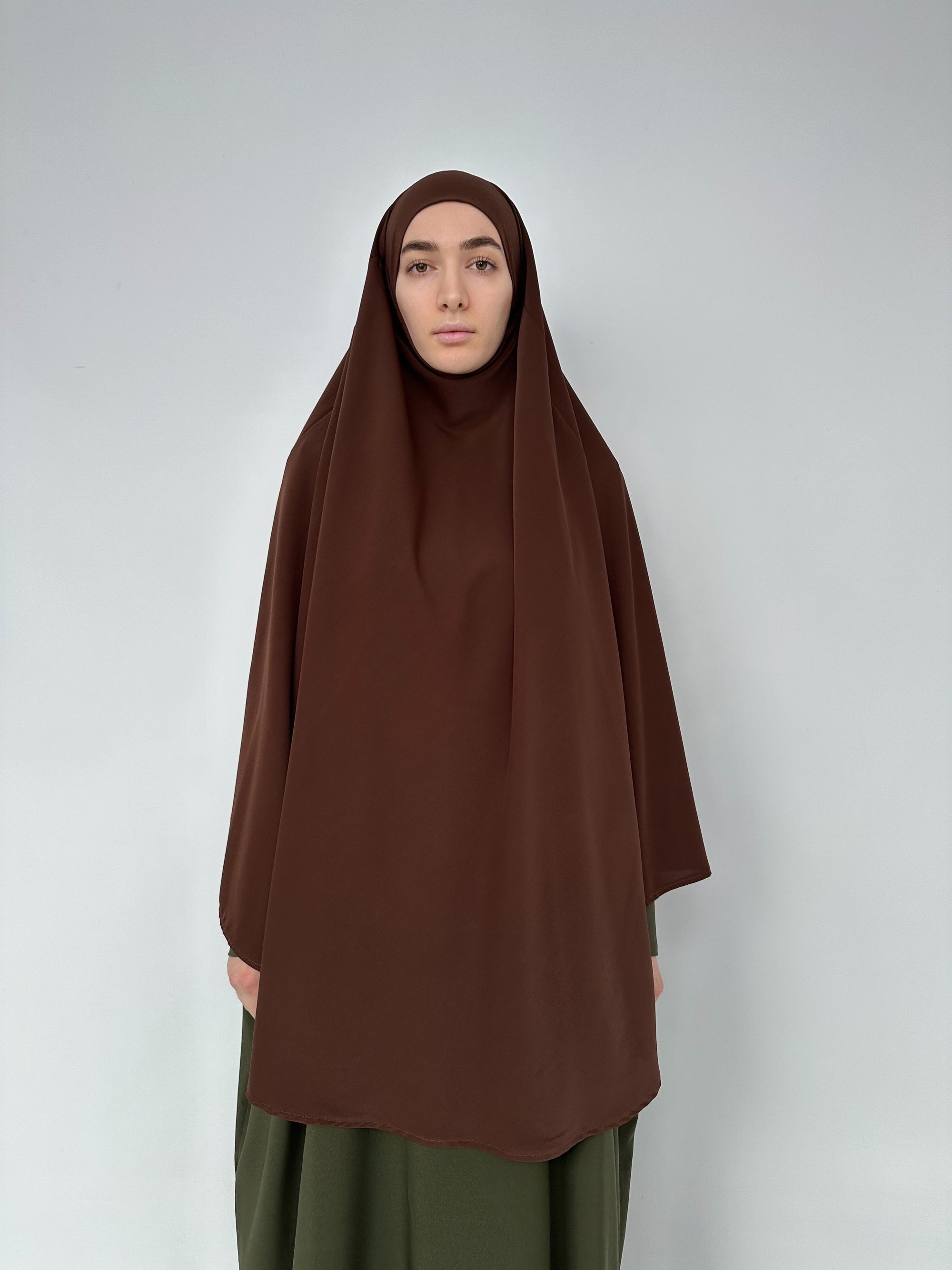 KHIMAR ARRONDI SOIE DE MÈDINE CHOCOLAT