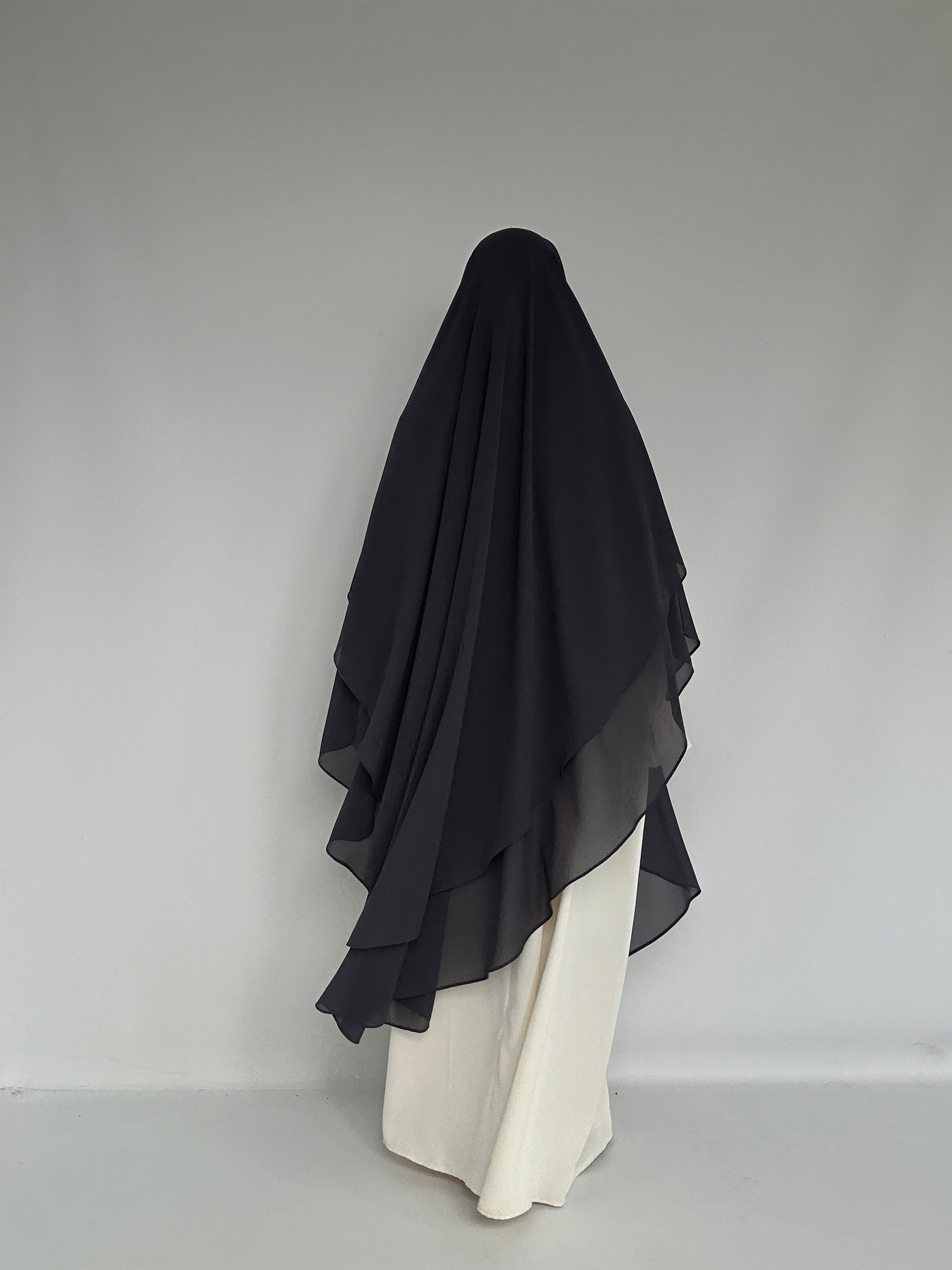 KHIMAR XXL MOUSSELINE GRIS FONCÉ