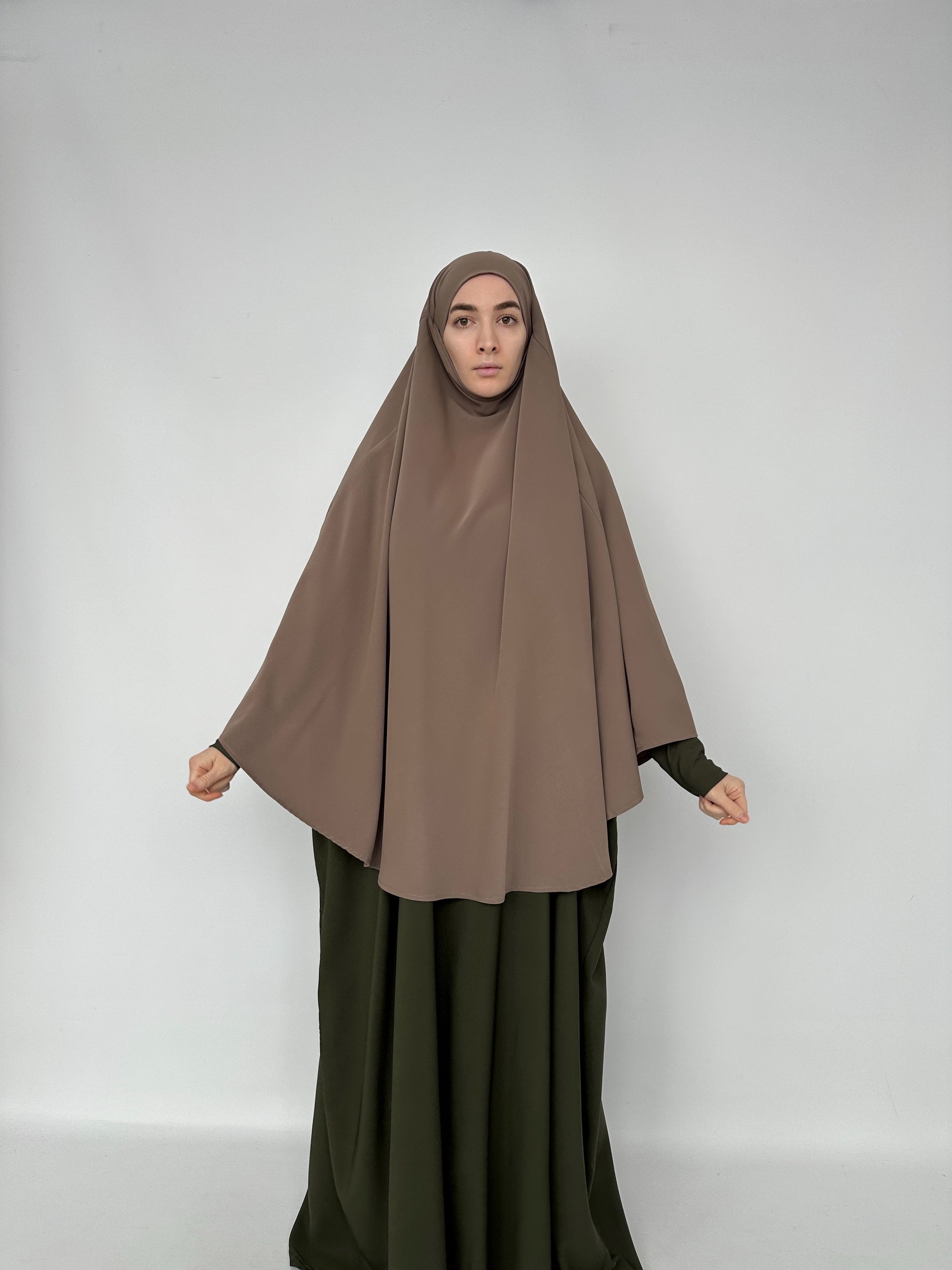 KHIMAR ARRONDI SOIE DE MÉDINE TAUPE