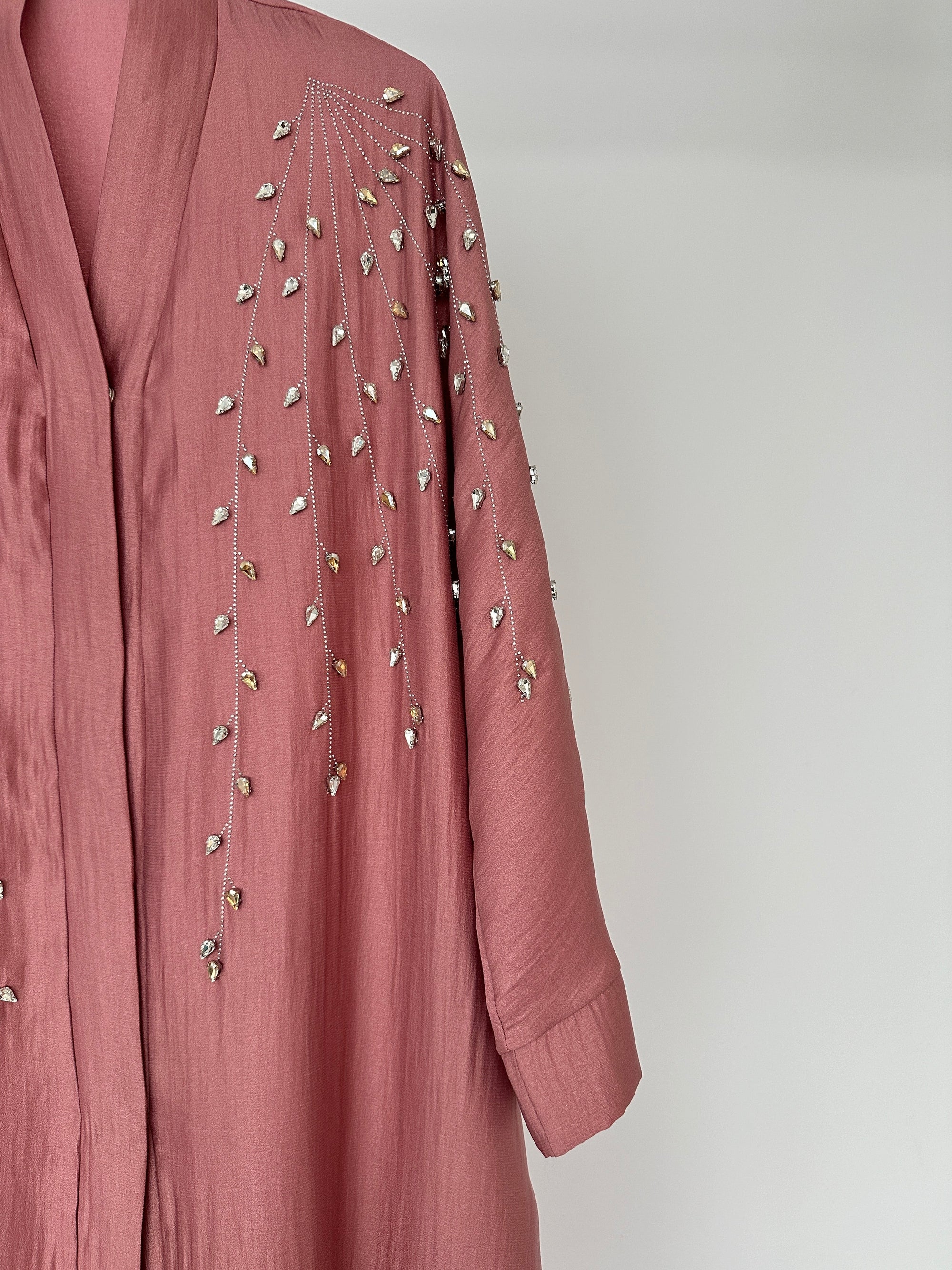KIMONO LONG AVEC STRASS ROSE