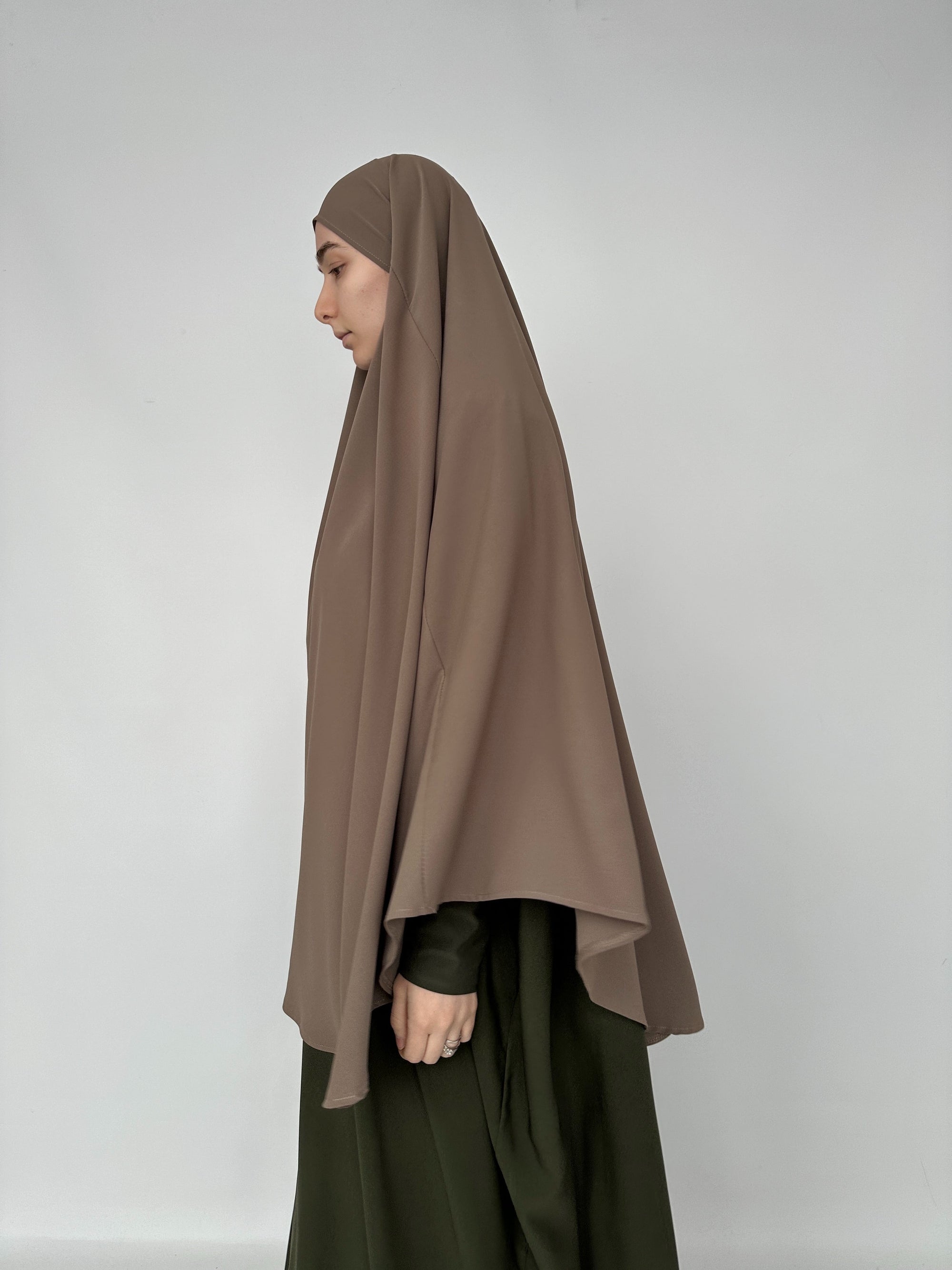 KHIMAR ARRONDI SOIE DE MÉDINE TAUPE