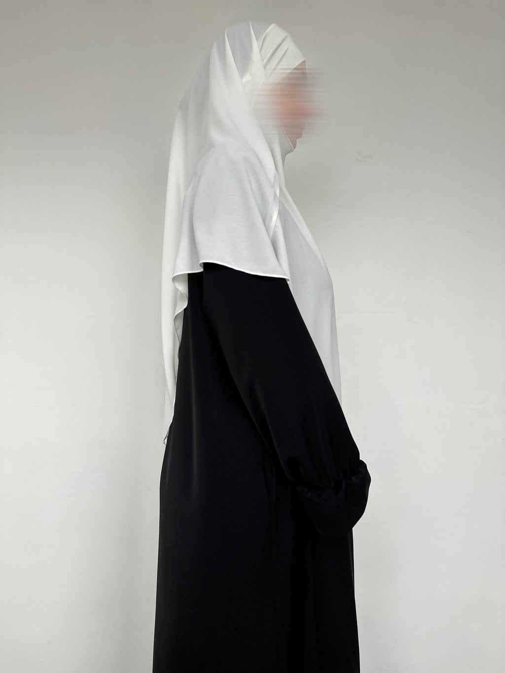 KHIMAR MI-LONG EN MOUSSELINE BANDEAU EN JERSEY
