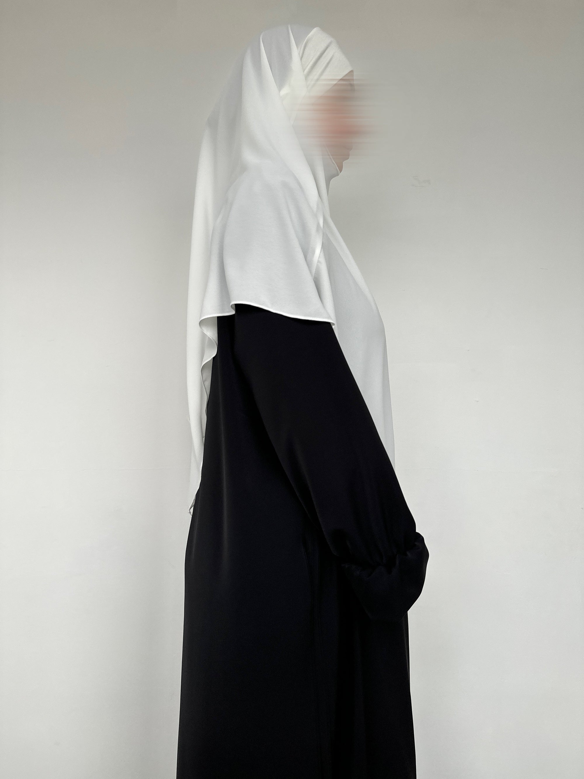 KHIMAR MI-LONG EN MOUSSELINE BANDEAU EN JERSEY