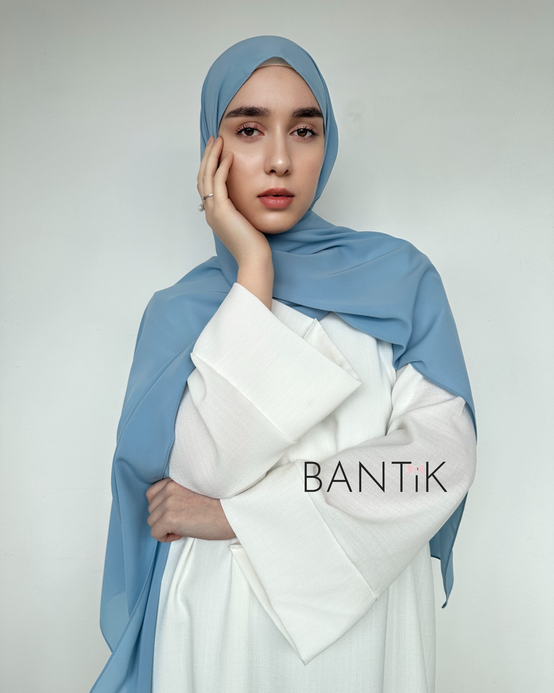 HIJAB SOIE DE MÈDINE BLEU FUMÉ