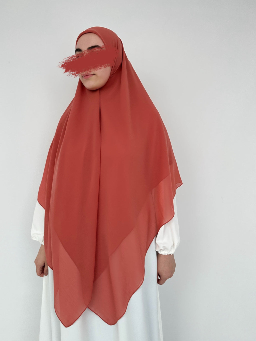HIJAB CARRÉ XL EN MOUSSELINE PÊCHE