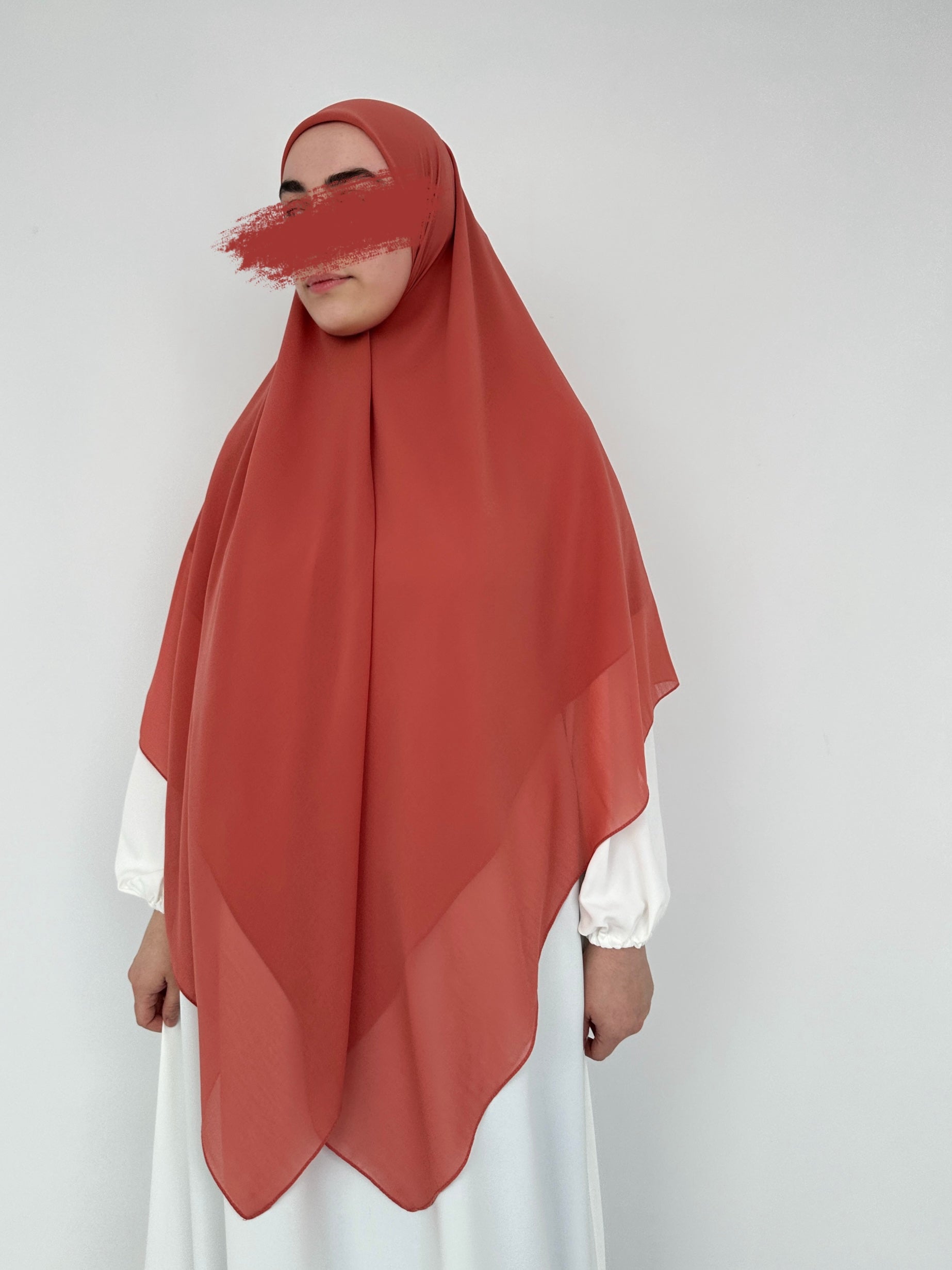 HIJAB CARRÉ XL EN MOUSSELINE PÊCHE