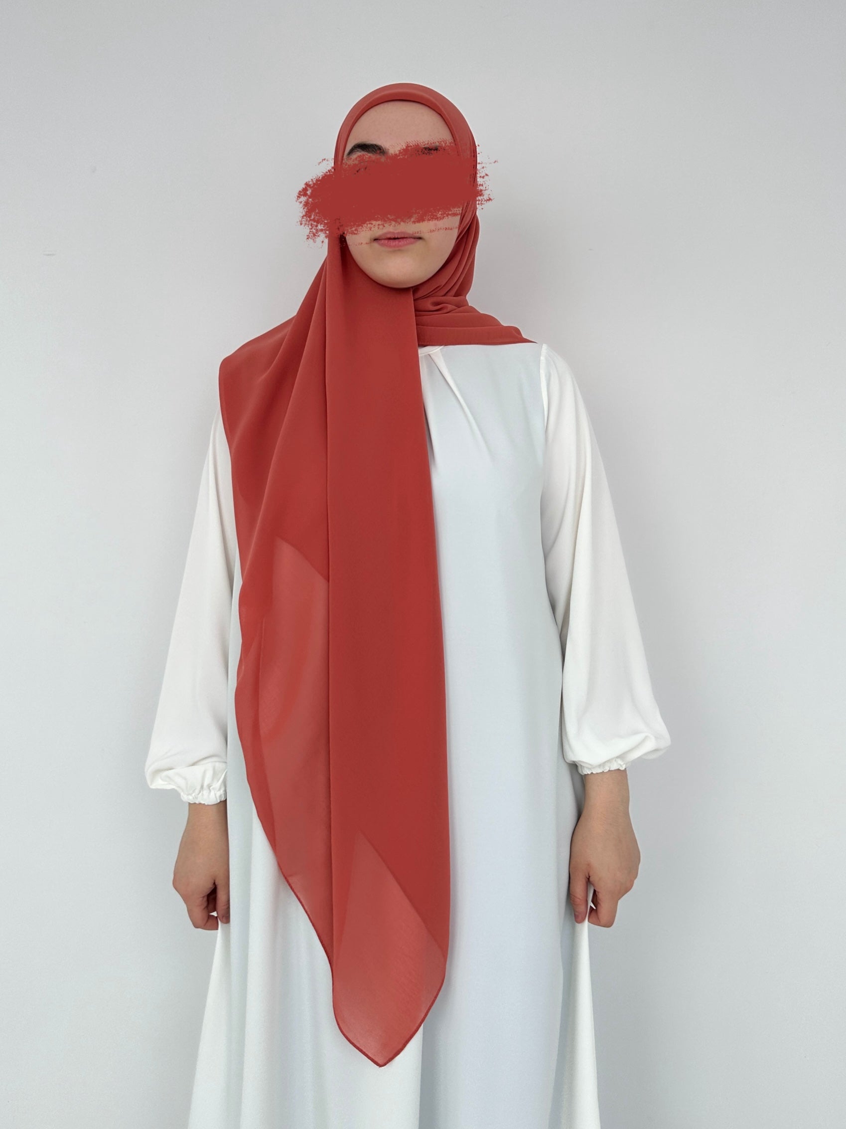 HIJAB CARRÉ XL EN MOUSSELINE PÊCHE
