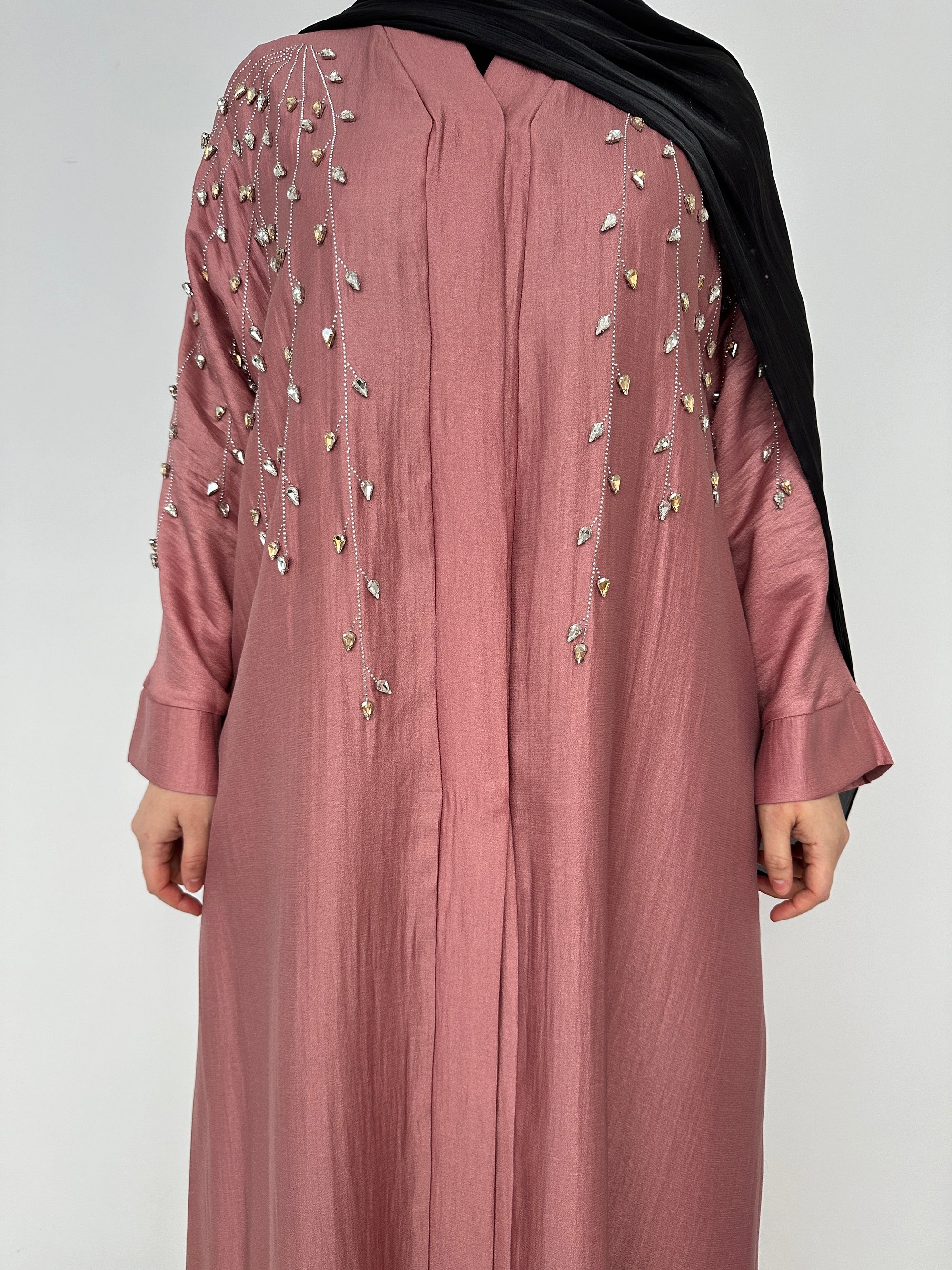 KIMONO LONG AVEC STRASS ROSE