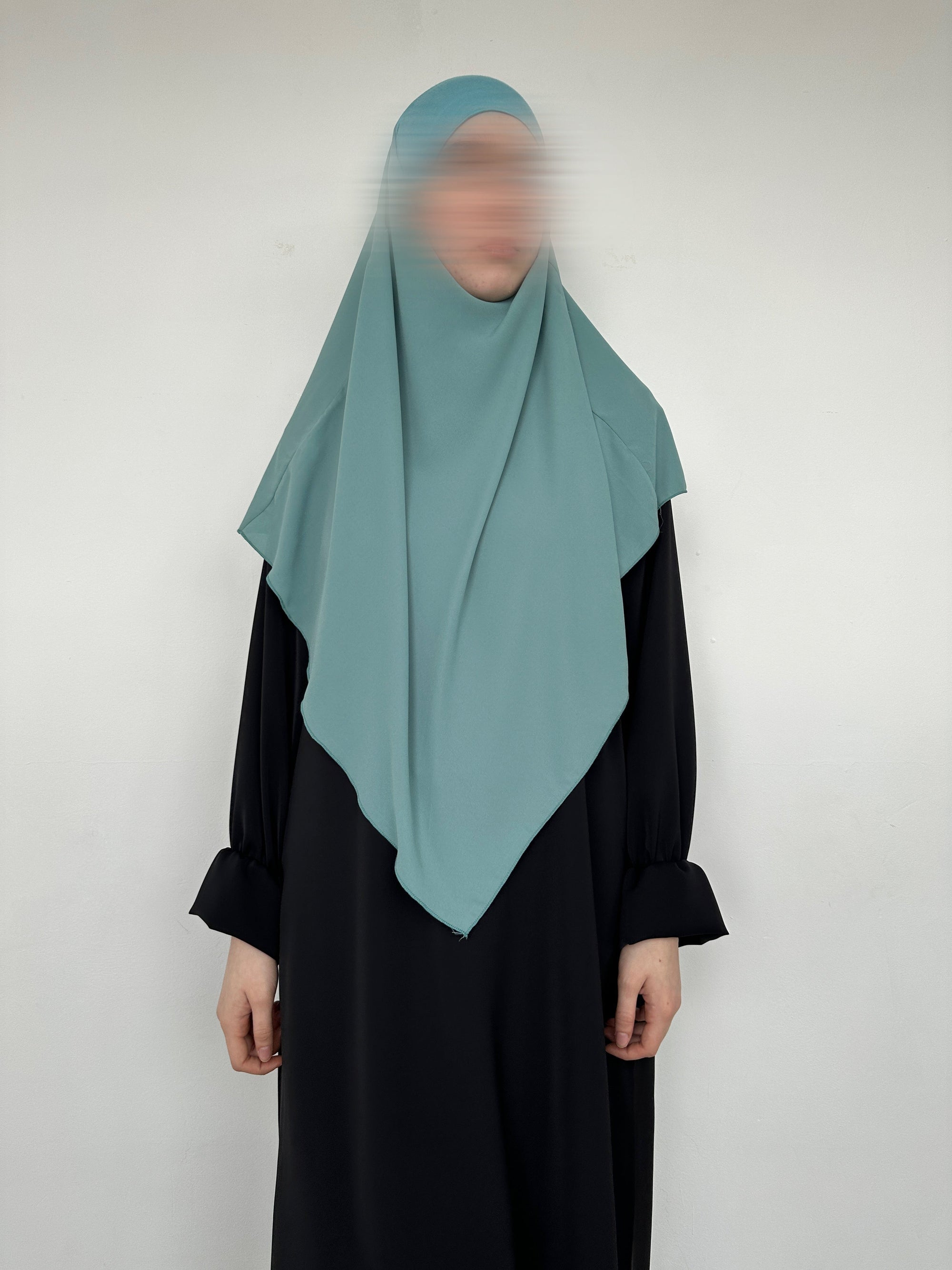KHIMAR MI-LONG EN MOUSSELINE BANDEAU EN JERSEY