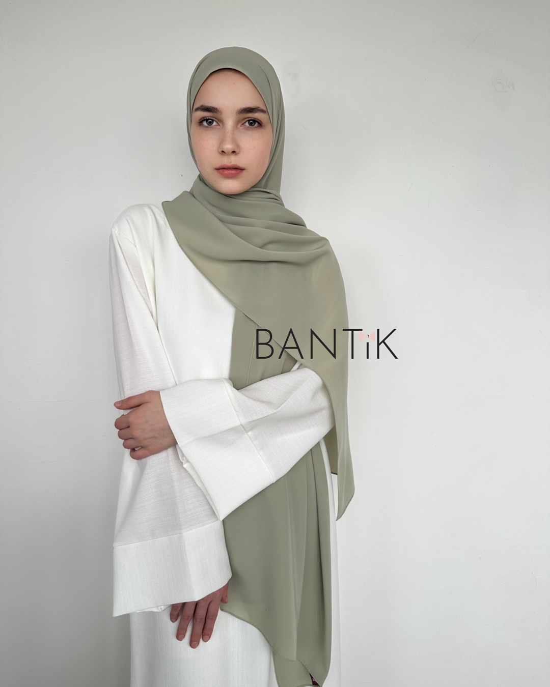HIJAB SOIE DE MÈDINE VERT DE GRIS