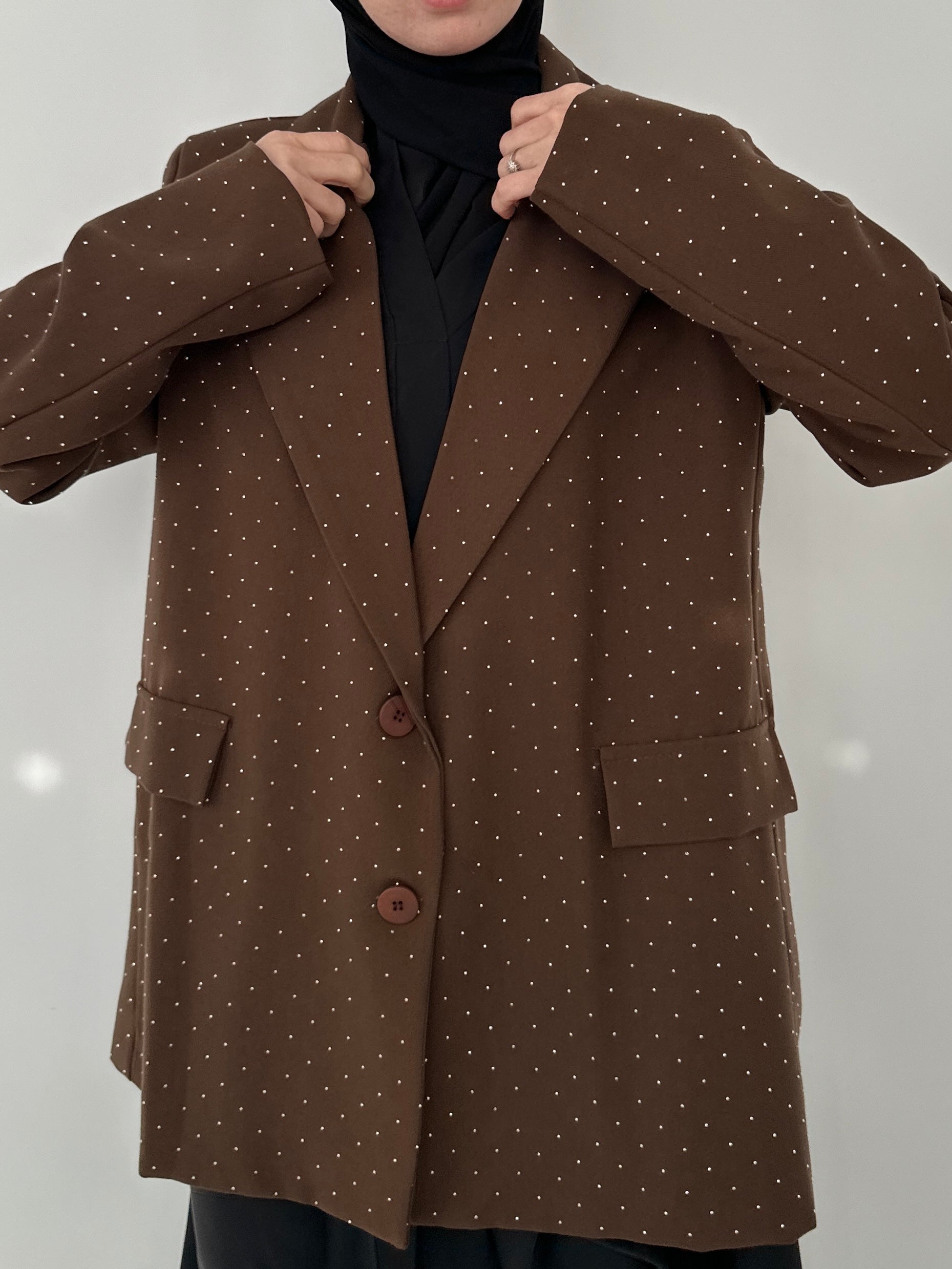 BLAZER AVEC STRASS CHOCOLAT