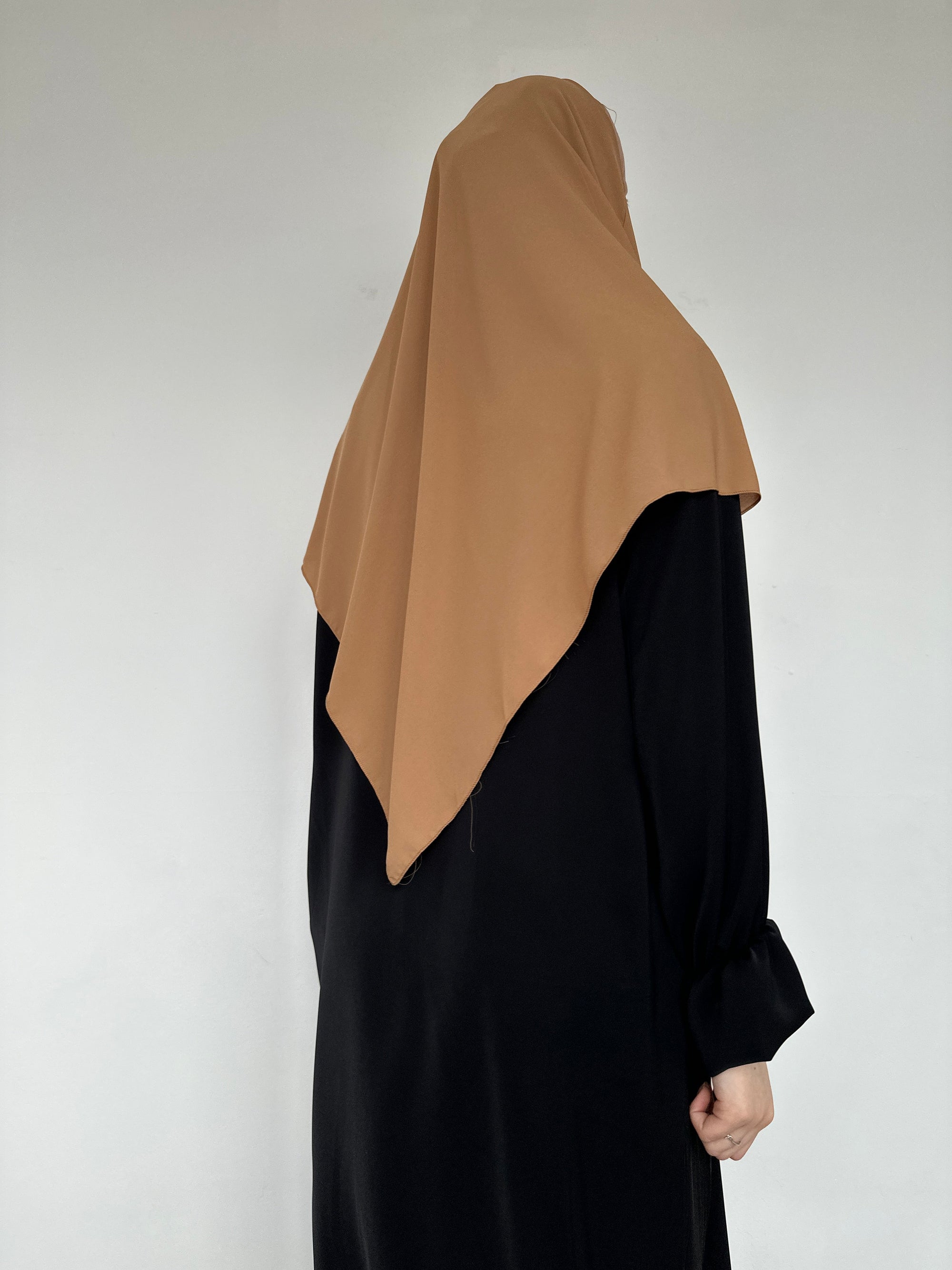 KHIMAR MI-LONG EN MOUSSELINE BANDEAU EN JERSEY