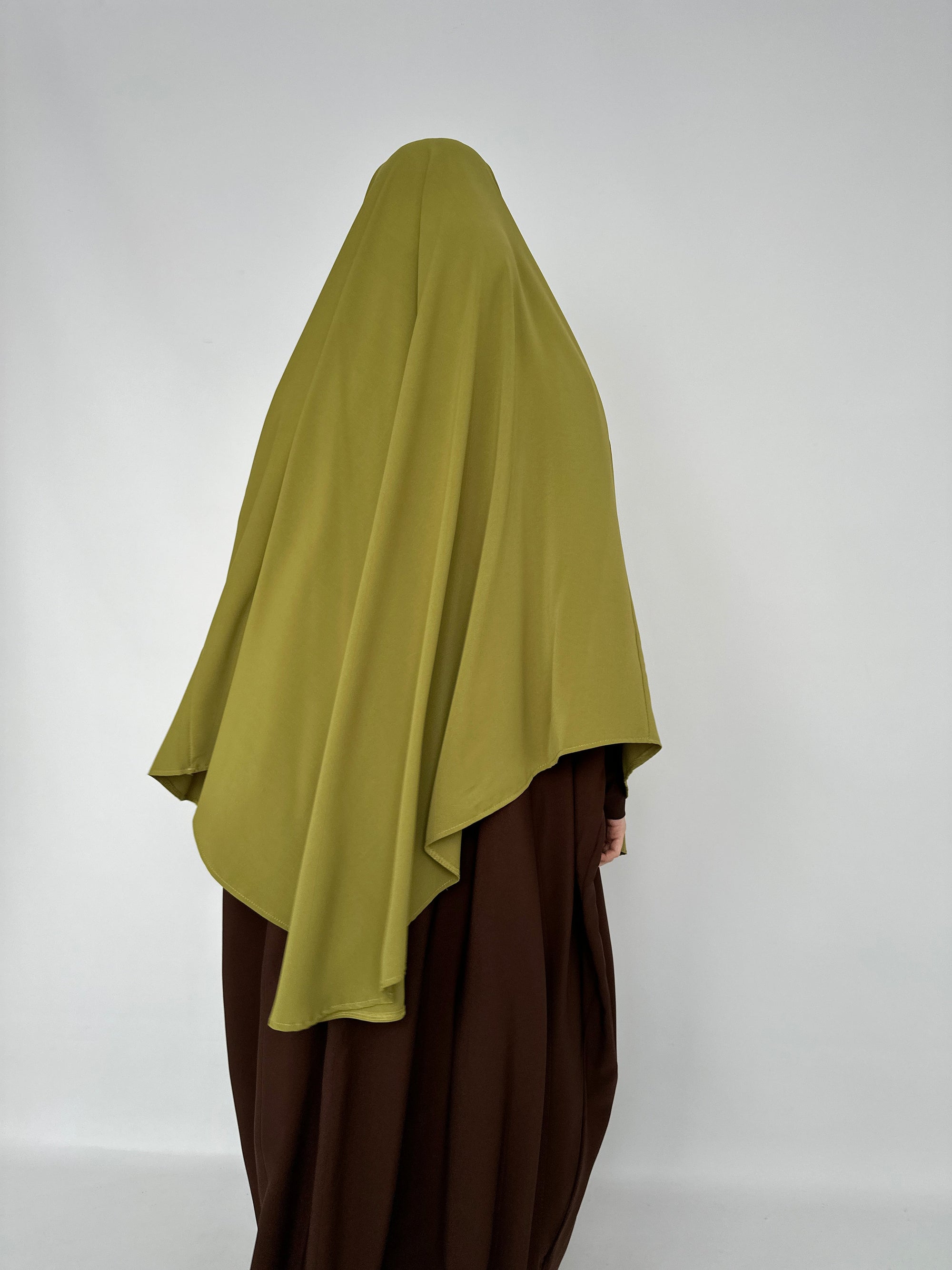 KHIMAR ARRONDI SOIE DE MÉDINE OLIVE