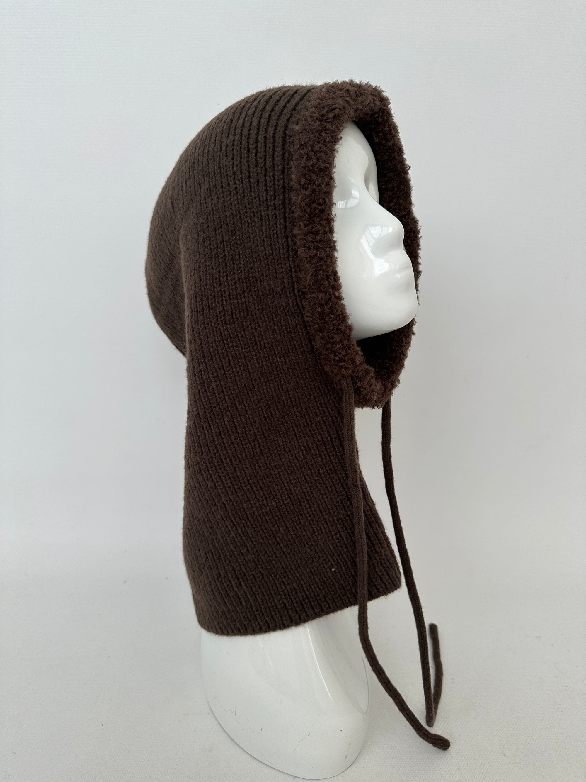 CAGOULE EN MAILLE CÔTELÉE CHOCOLAT