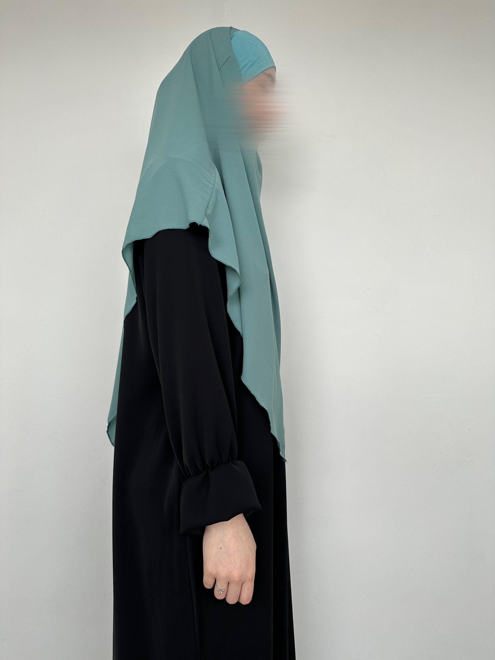 KHIMAR MI-LONG EN MOUSSELINE BANDEAU EN JERSEY