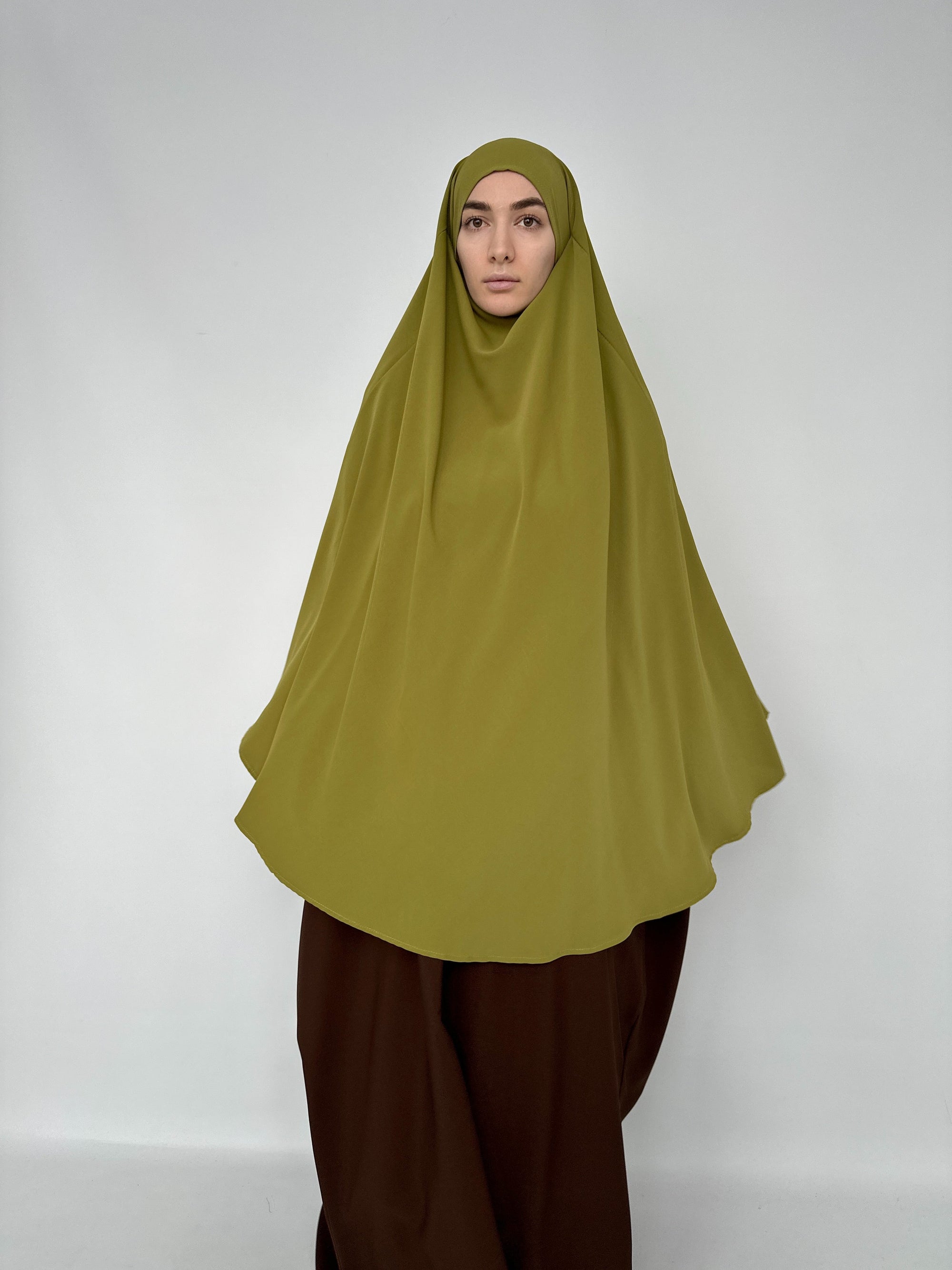 KHIMAR ARRONDI SOIE DE MÉDINE OLIVE