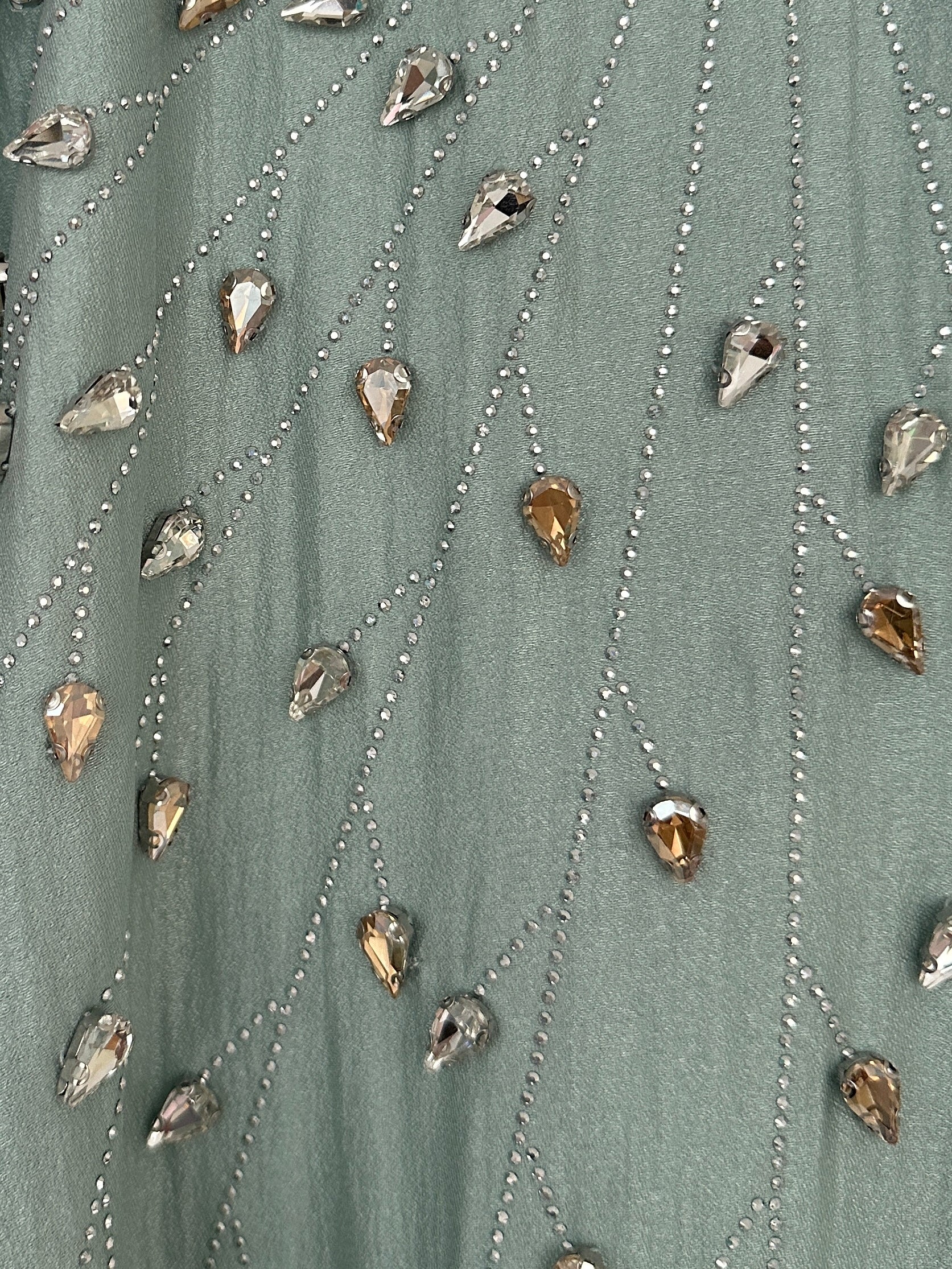 KIMONO LONGE AVES STRASS VERT