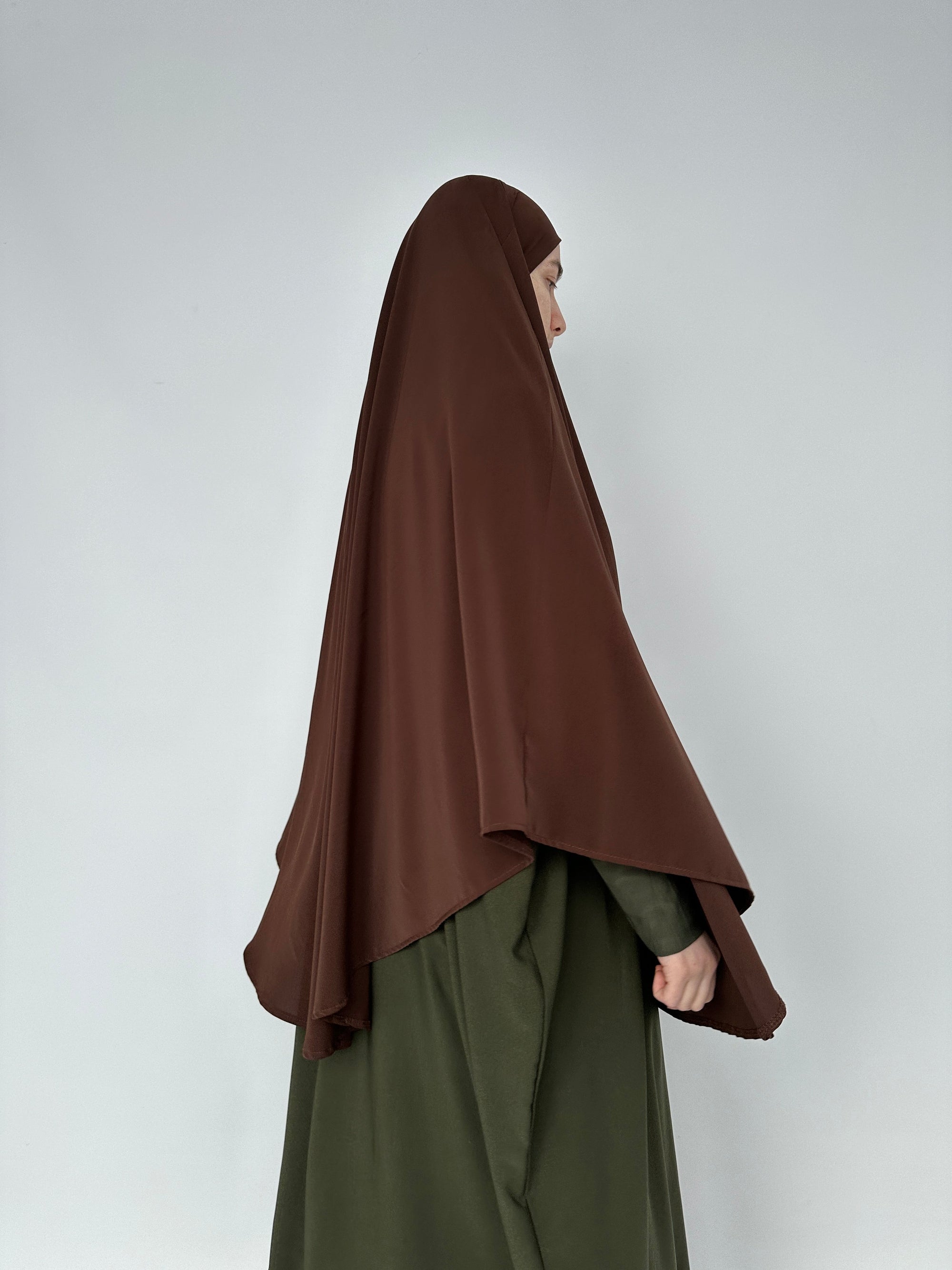 KHIMAR ARRONDI SOIE DE MÈDINE CHOCOLAT