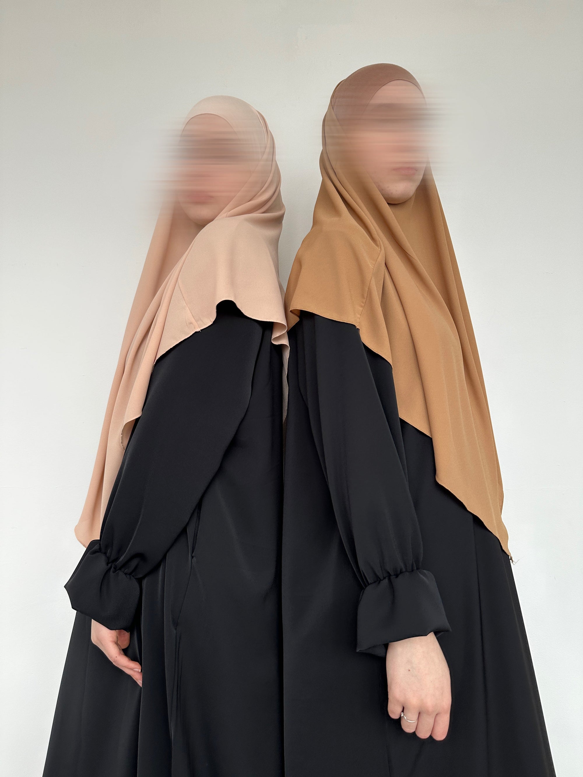 KHIMAR MI-LONG EN MOUSSELINE BANDEAU EN JERSEY