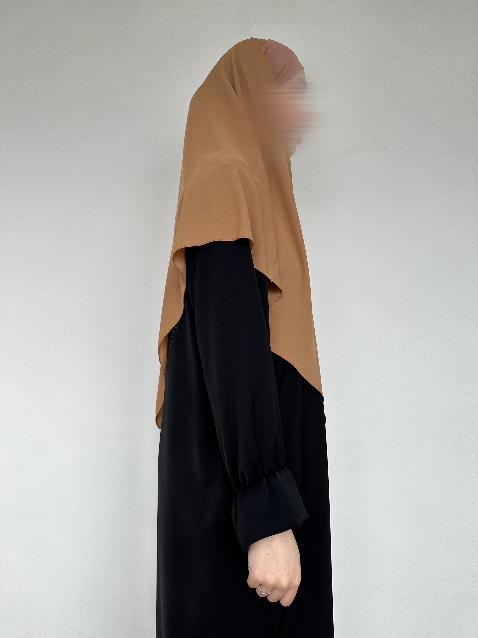KHIMAR MI-LONG EN MOUSSELINE BANDEAU EN JERSEY