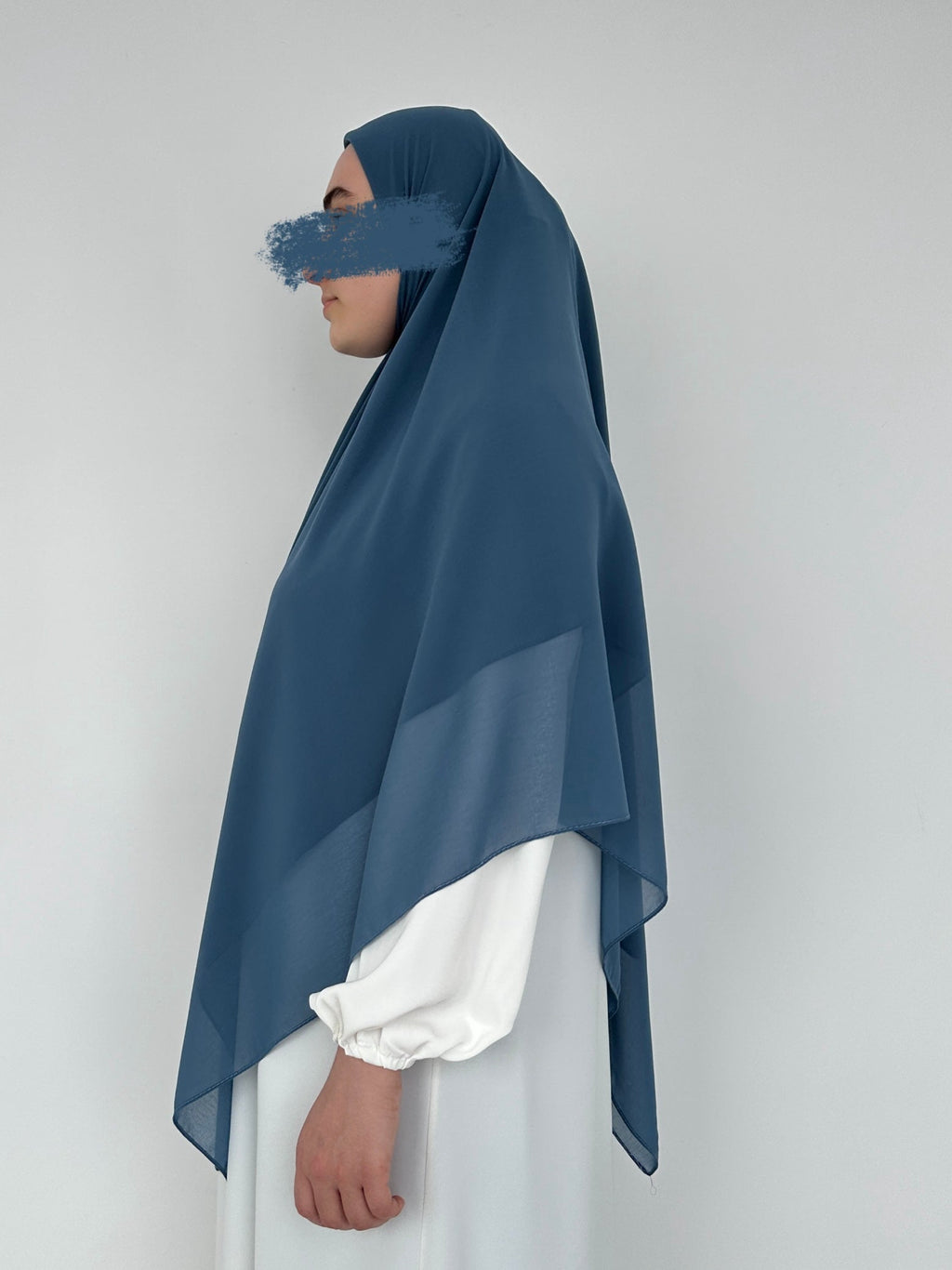 HIJAB CARRÉ XL EN MOUSSELINE BLEU