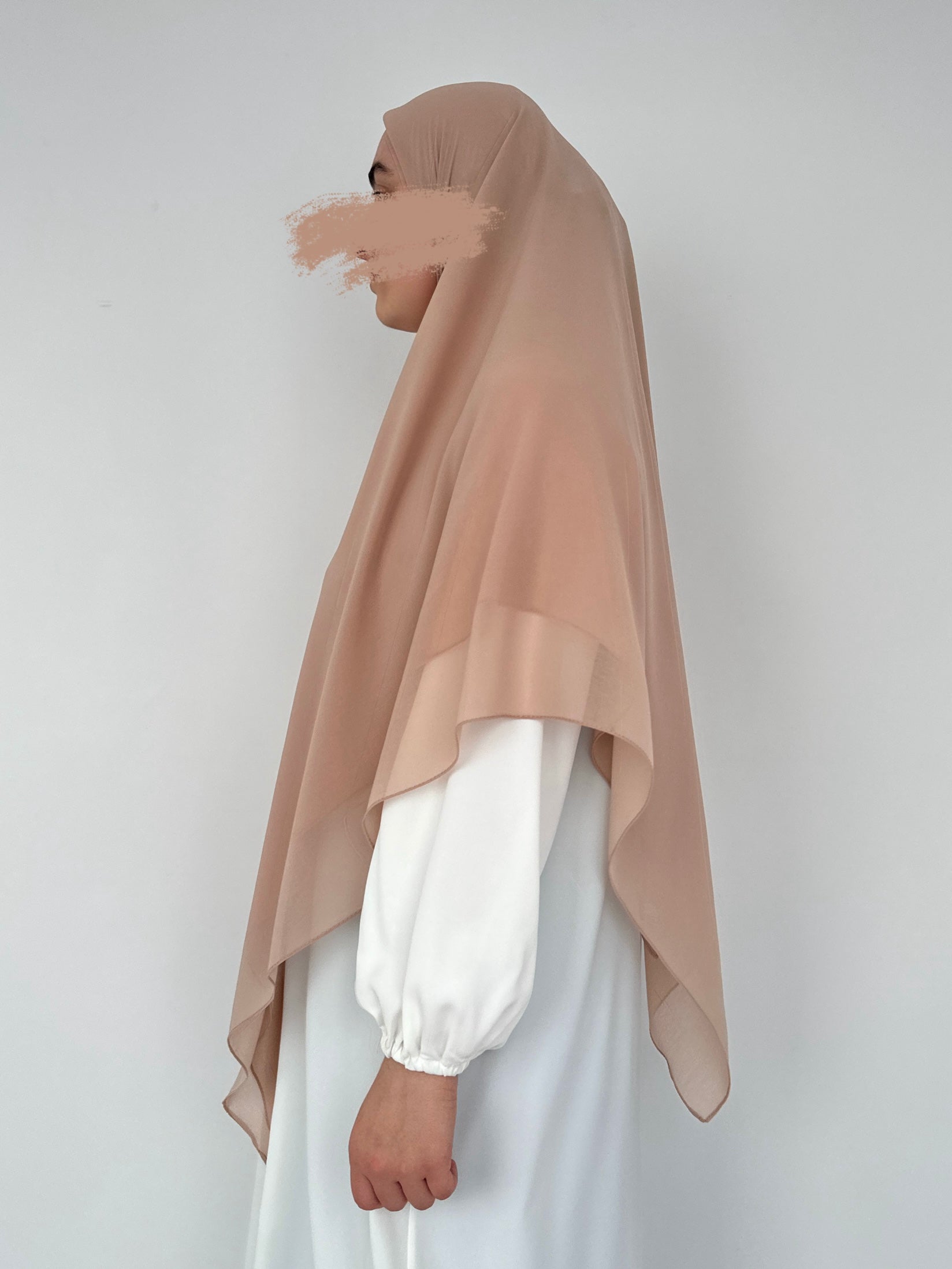 HIJAB CARRÉ XL EN MOUSSELINE BEIGE