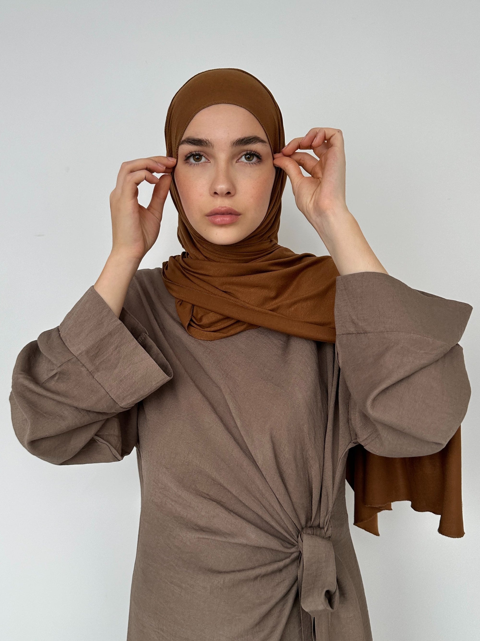 HIJAB JERSEY À ENFILER CARAMEL