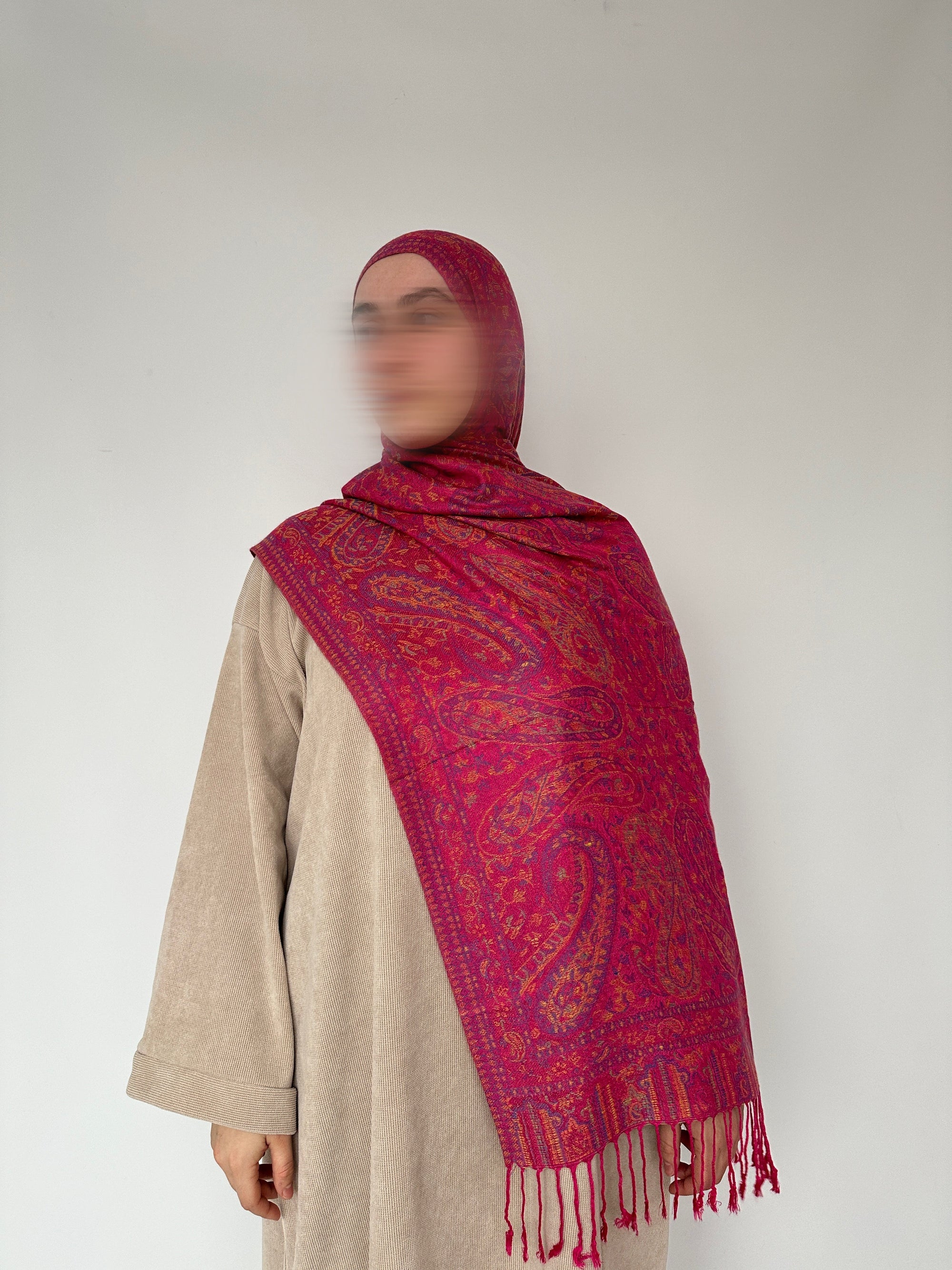 PASHMINA À MOTIFS AVEC FRANGES