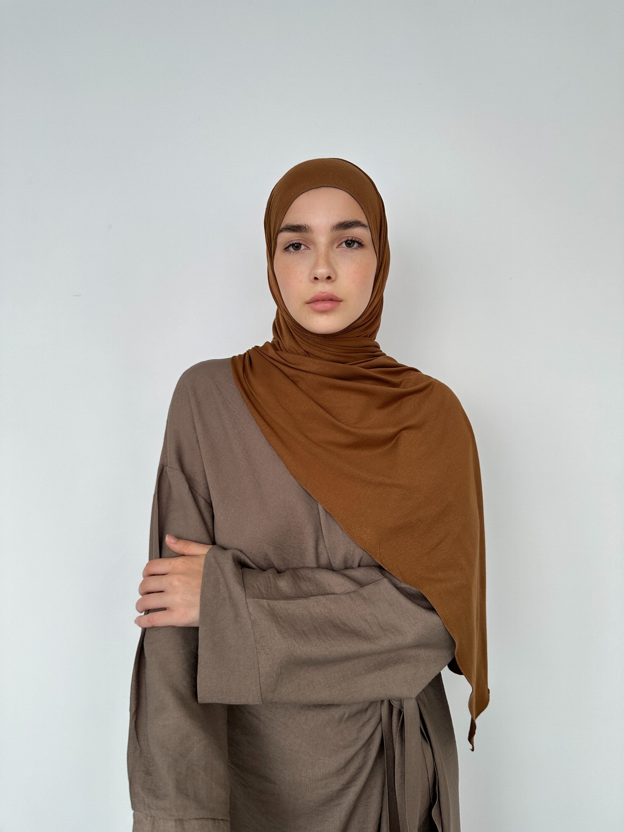 HIJAB JERSEY À ENFILER CARAMEL
