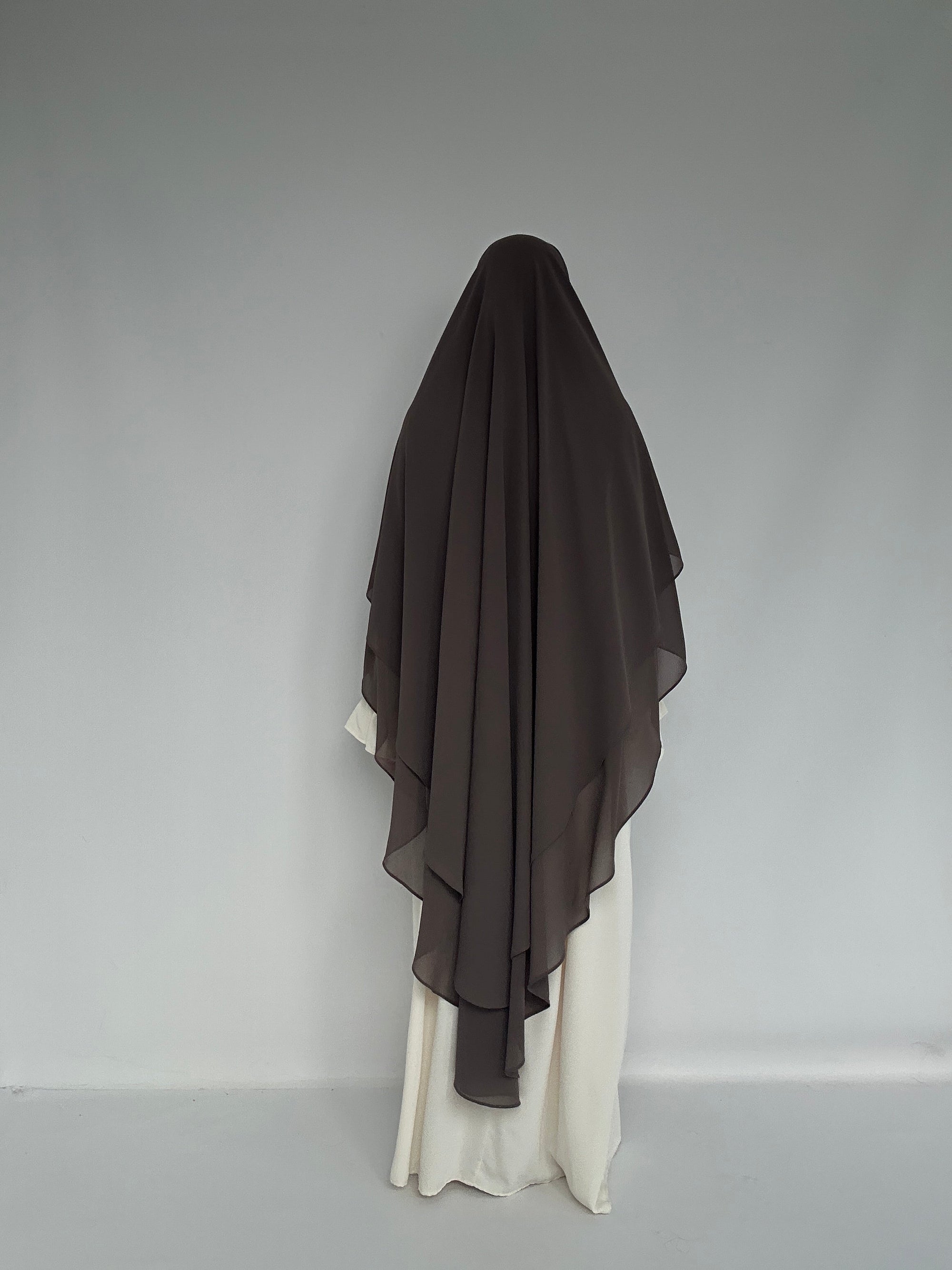 KHIMAR XXL MOUSSELINE TAUPE FONCÉ