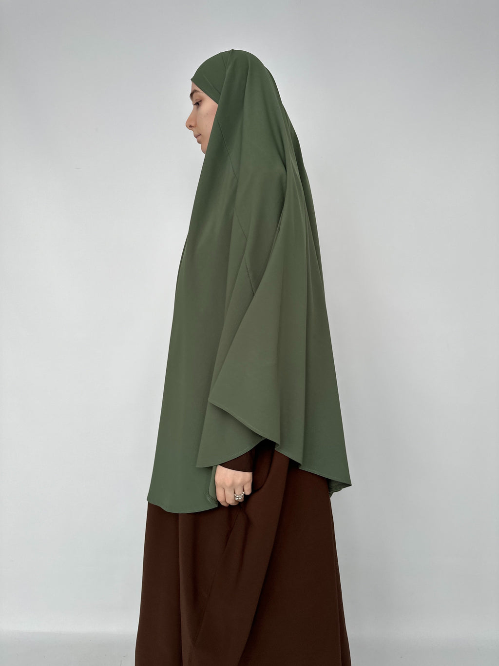 KHIMAR ARRONDI SOIE DE MÉDINE KAKI
