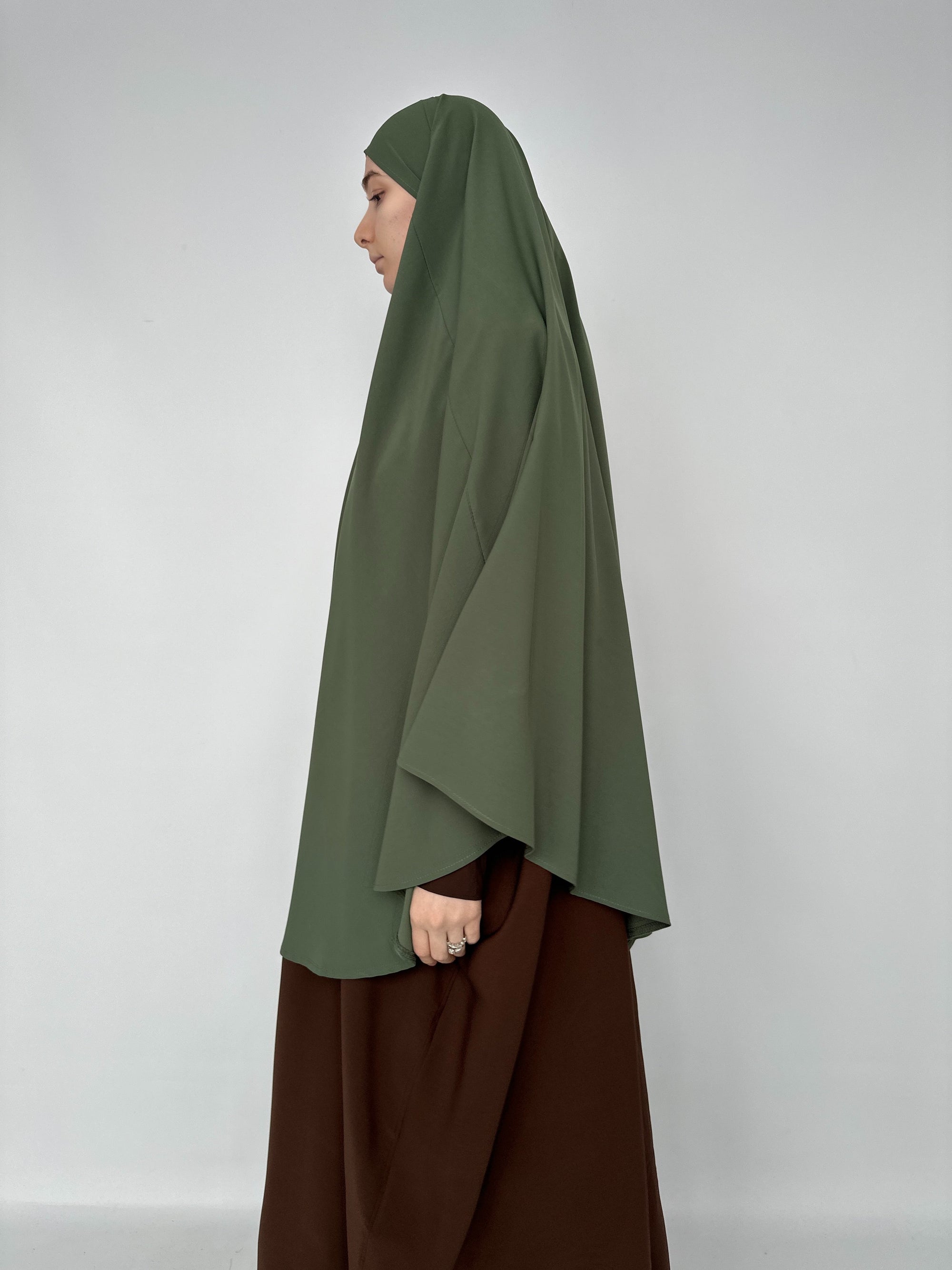 KHIMAR ARRONDI SOIE DE MÉDINE KAKI