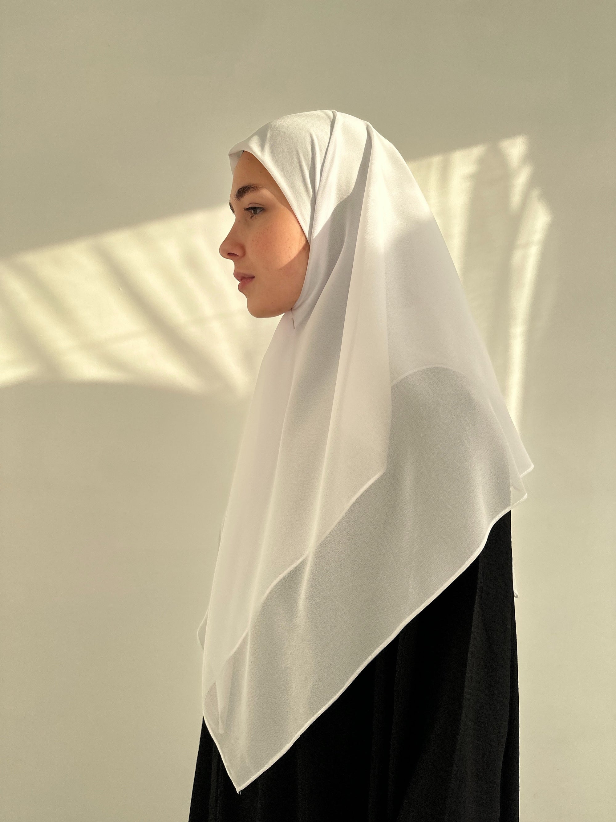 HIJAB CARRÉ EN MOUSSELINE BLANC
