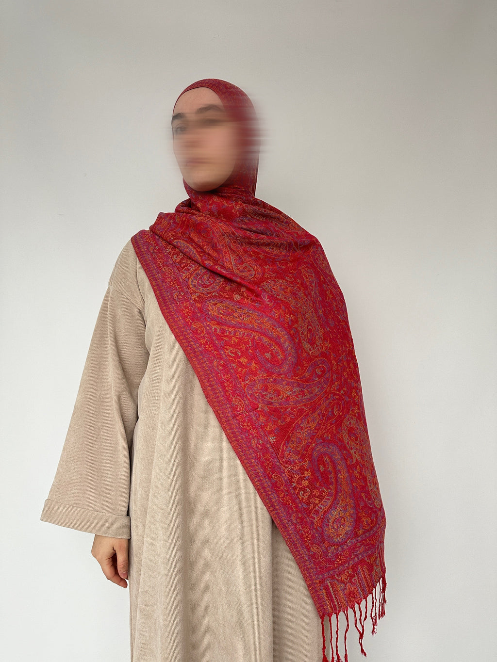 PASHMINA À MOTIFS AVEC FRANGES