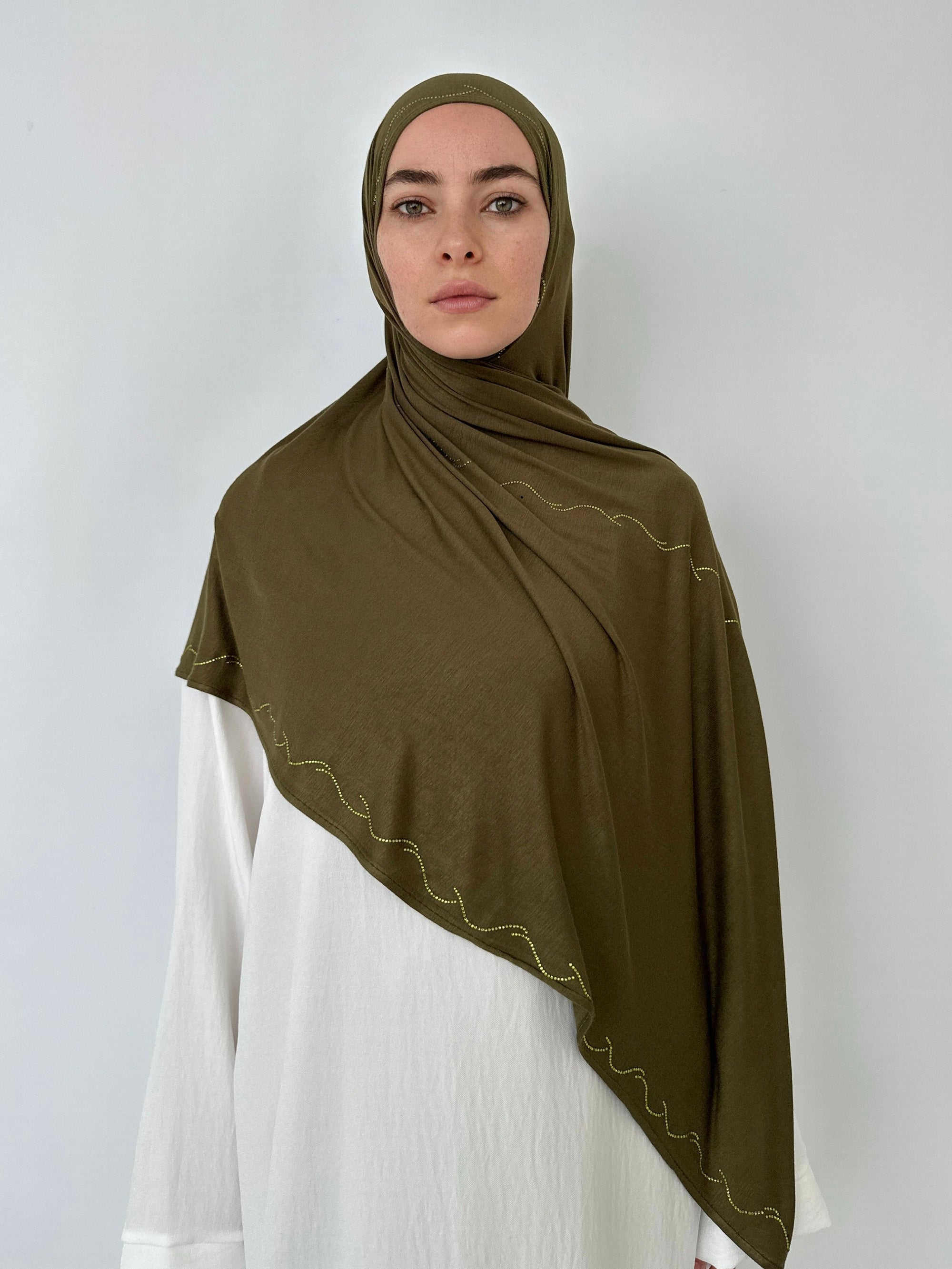 HIJAB JERSEY LUX STRASS KAKI