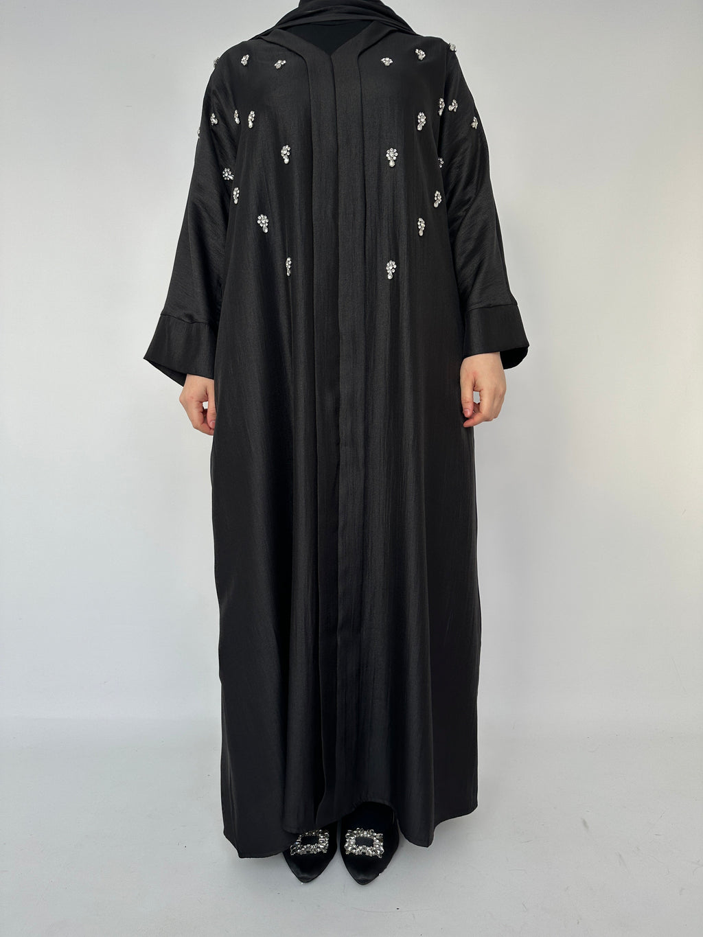 ABAYA LONGUE STRASS NOIR