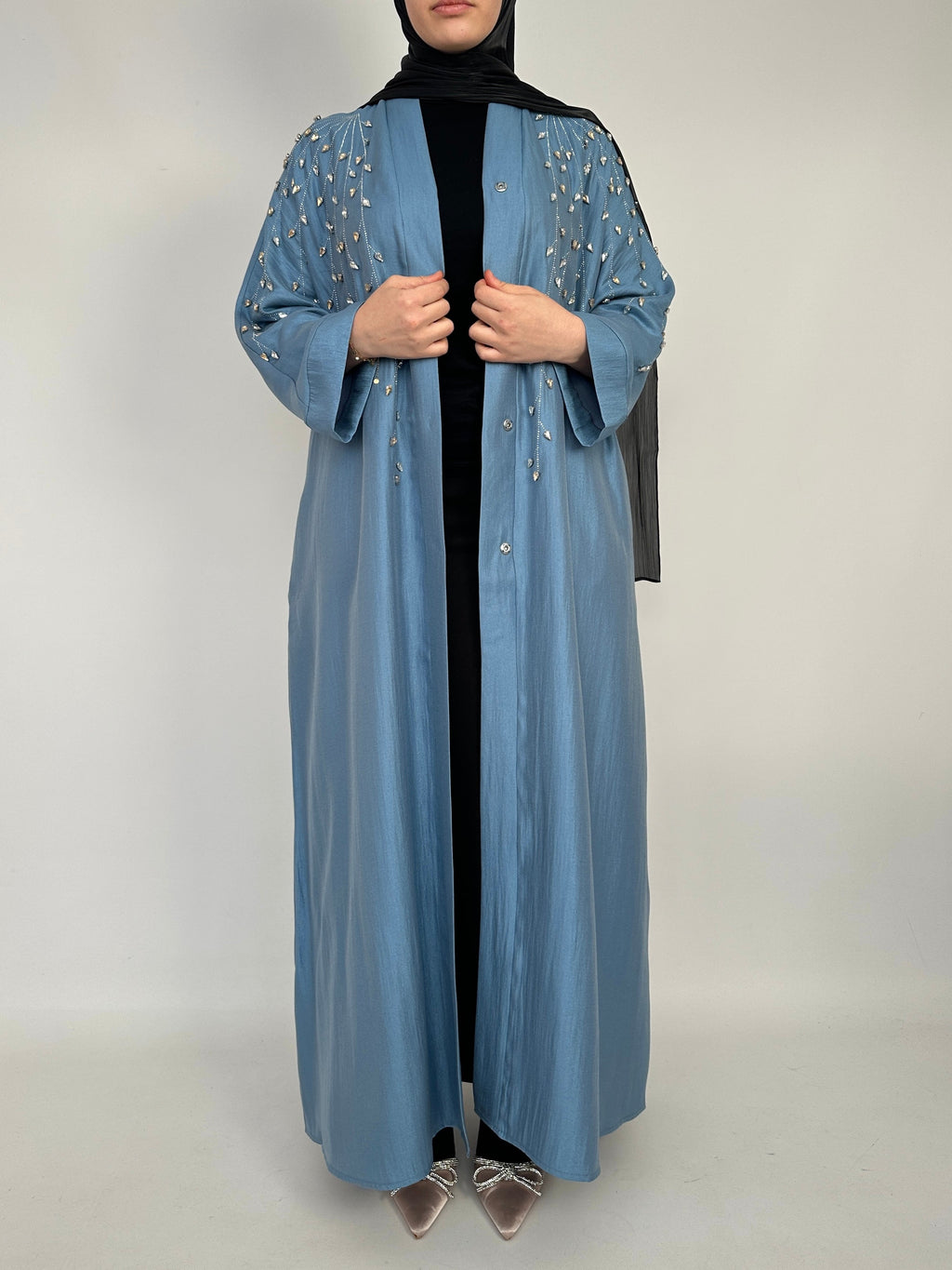 KIMONO LONG AVEC STRASS BLEU