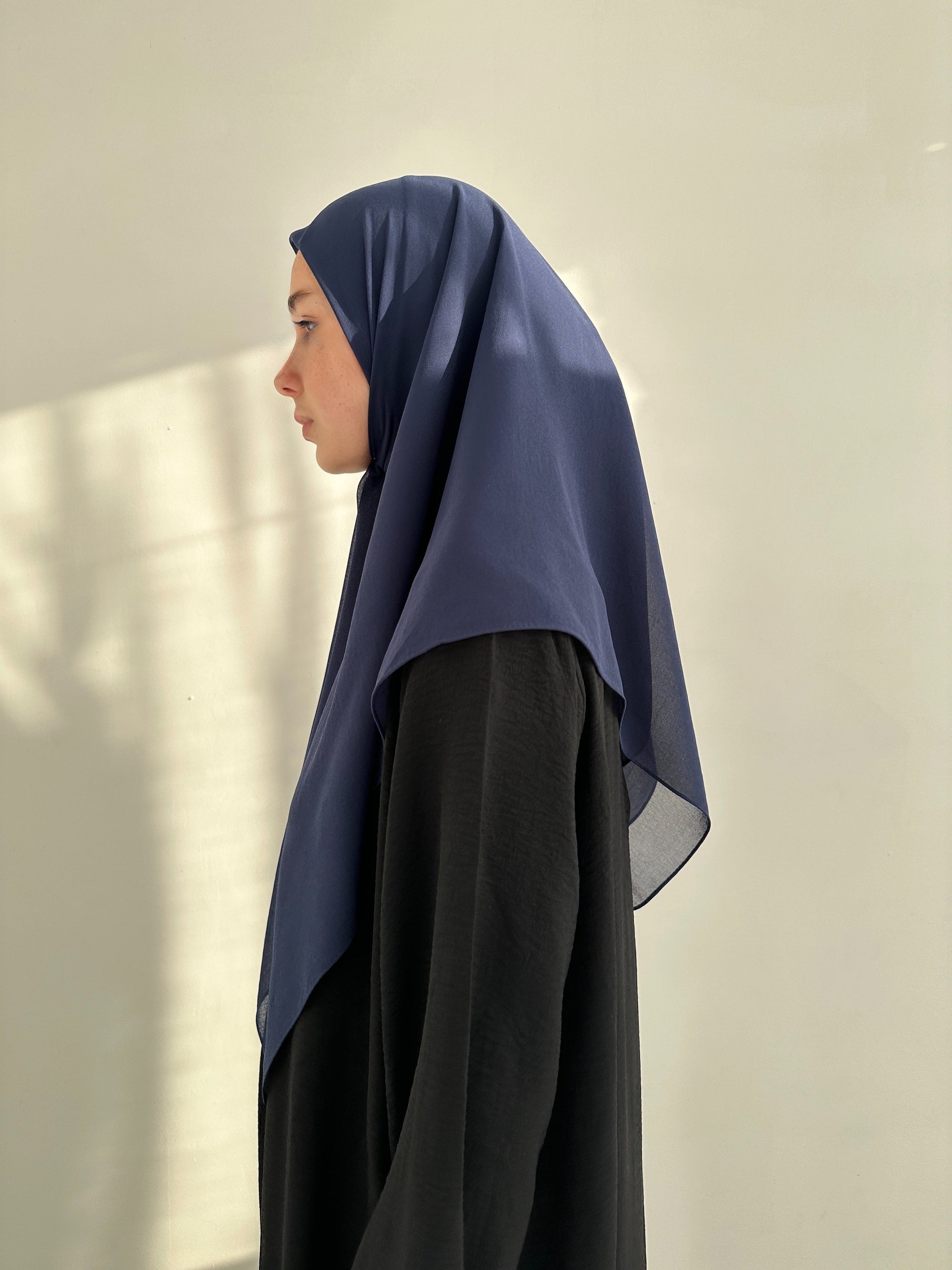 HIJAB CARRÉ EN MOUSSELINE BLEU