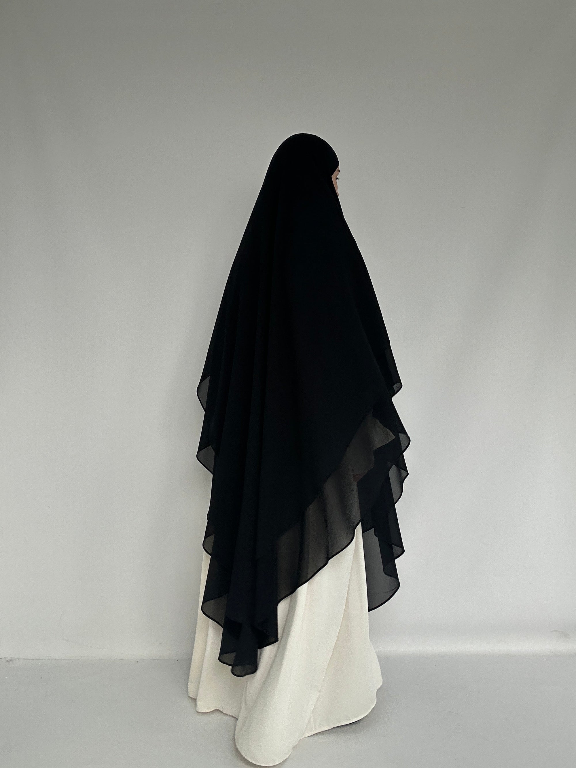 KHIMAR XXL MOUSSELINE NOIR