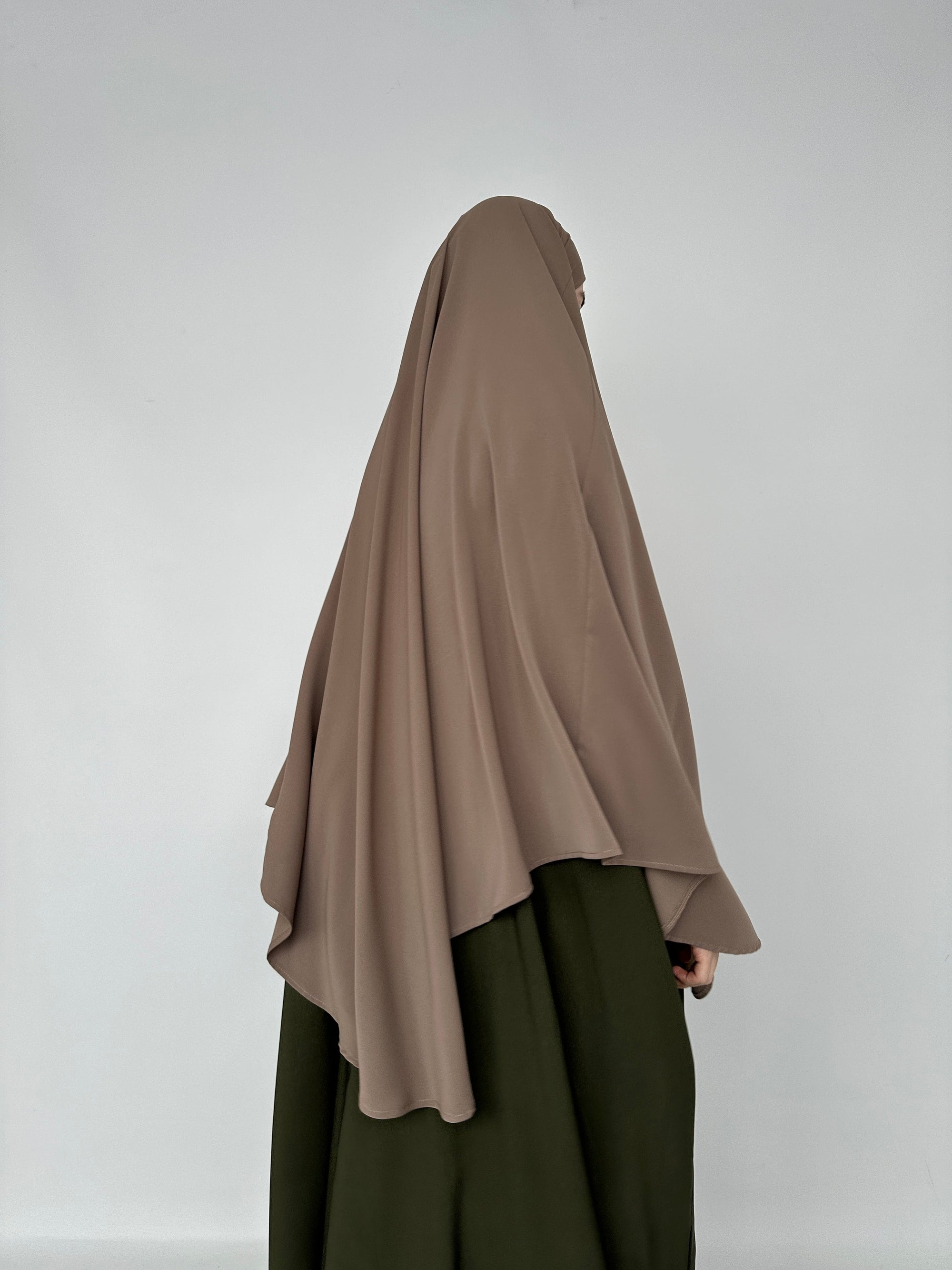 KHIMAR ARRONDI SOIE DE MÉDINE TAUPE