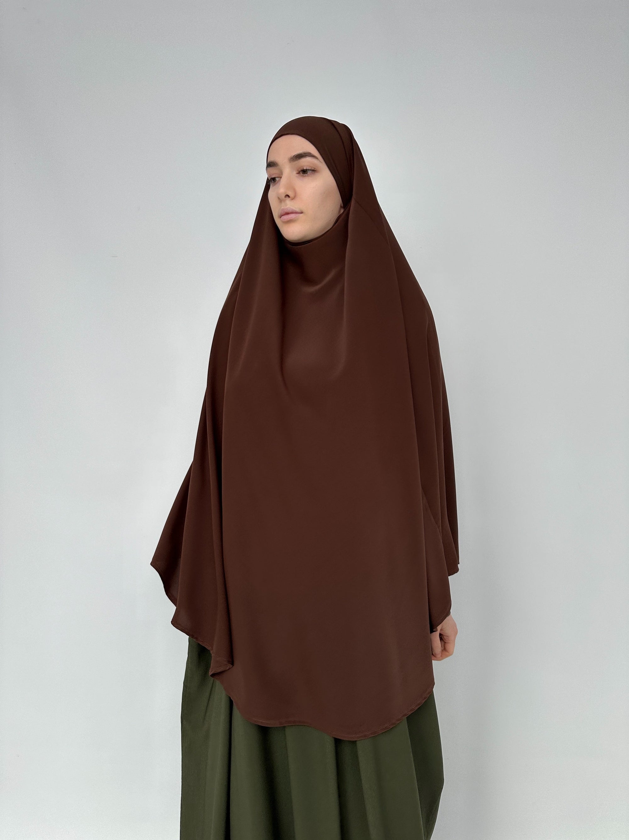 KHIMAR ARRONDI SOIE DE MÈDINE CHOCOLAT