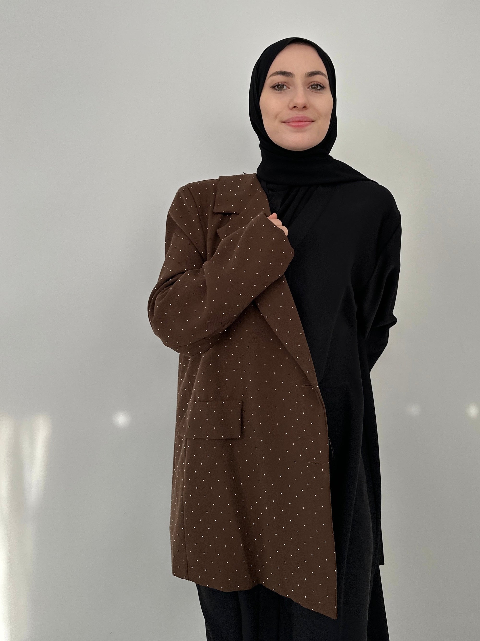 BLAZER AVEC STRASS CHOCOLAT
